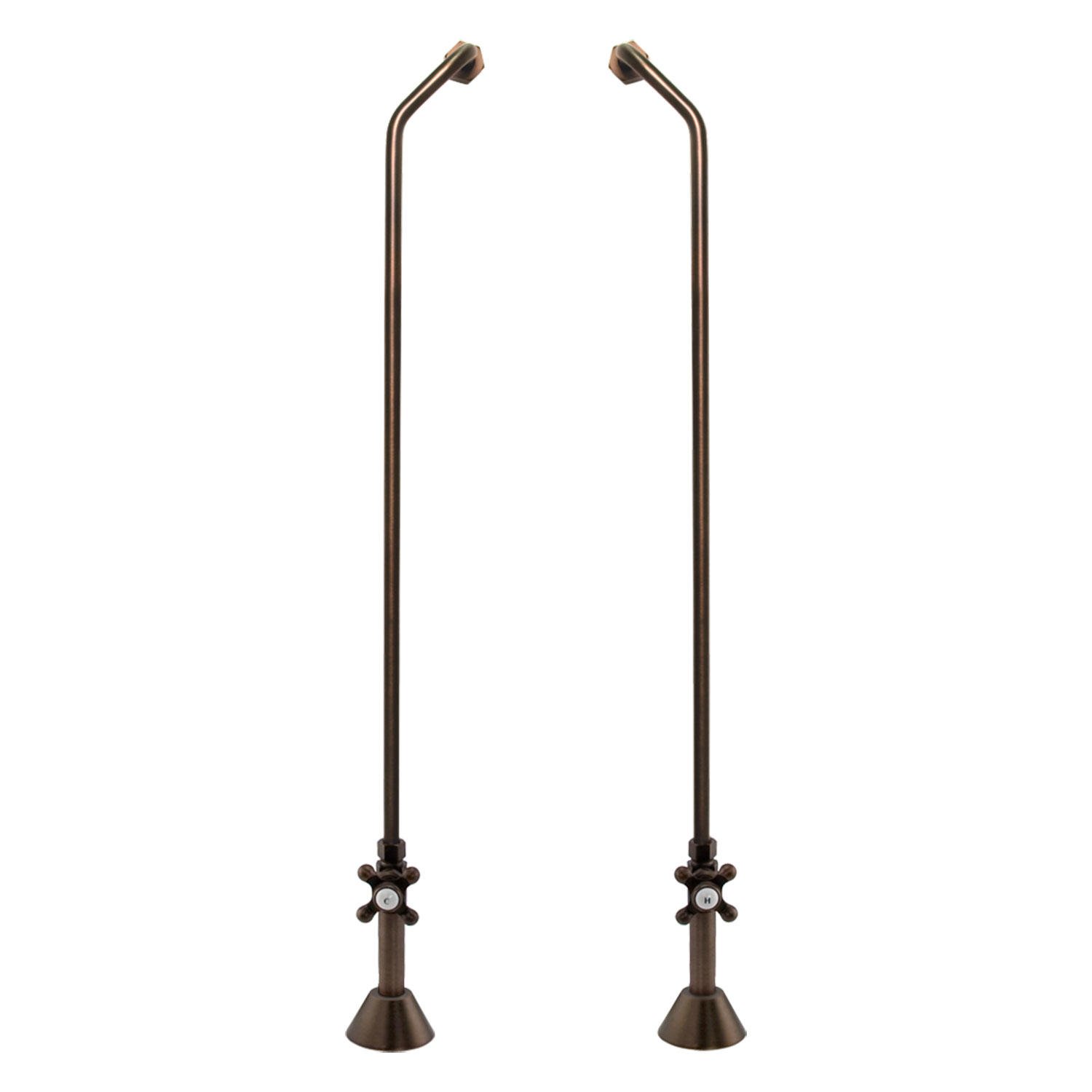 Signature Hardware 139887 Freestanding Offset Tub Supply Lines with Cross Handle Shutoff Valves - Chrome Finish for Copper Pipes - Perfect for Bathroom Renovations & Plumbing Upgrades