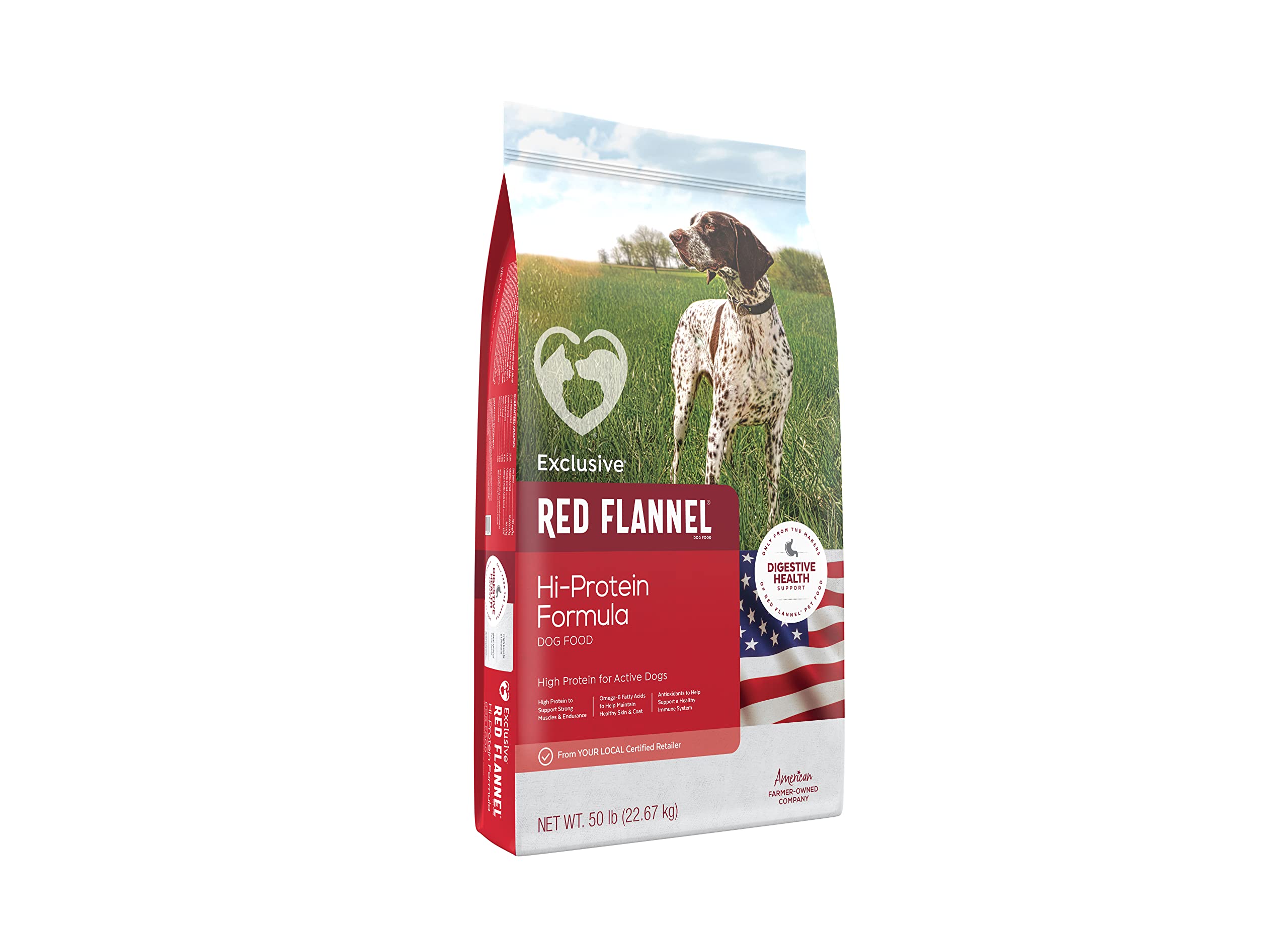 Premium High-Protein Red Flannel Dog Food - 50LB Bag for Large Breed Dogs | All Life Stages Nutrition | Ideal for Active Dogs & Training Rewards