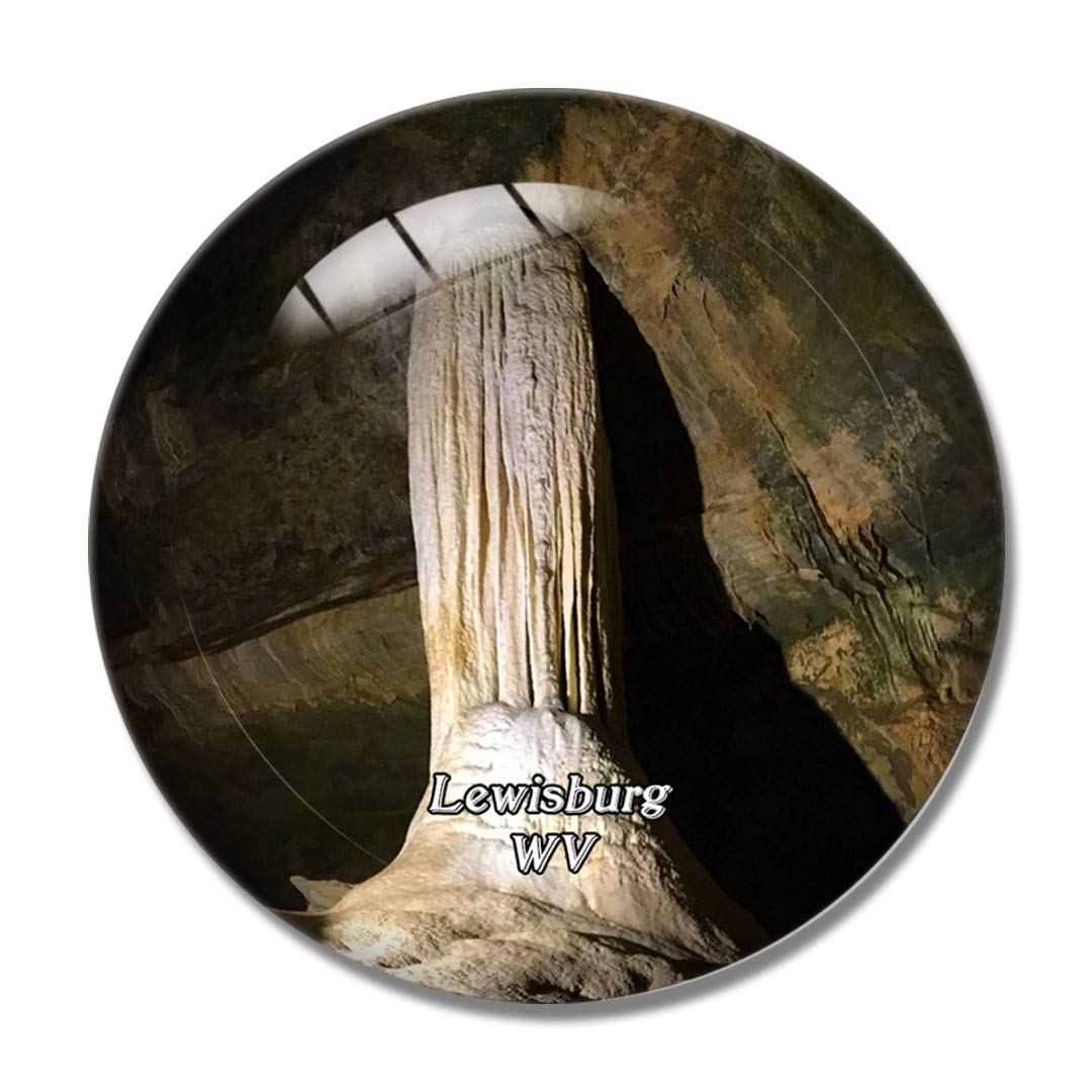 Lewisburg Caverns West Virginia USA Souvenir - 3D Crystal Glass Fridge Magnet for Whiteboard & Refrigerator | Perfect Travel Memento & Kitchen Decor