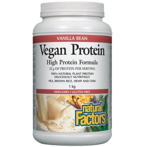 Natural Factors Vegan Protein Powder - Vanilla Bean Flavor, 1kg (35.2 oz) | Plant-Based Protein for Smoothies, Baking & Post-Workout Recovery | Dairy-Free & Gluten-Free Supplement