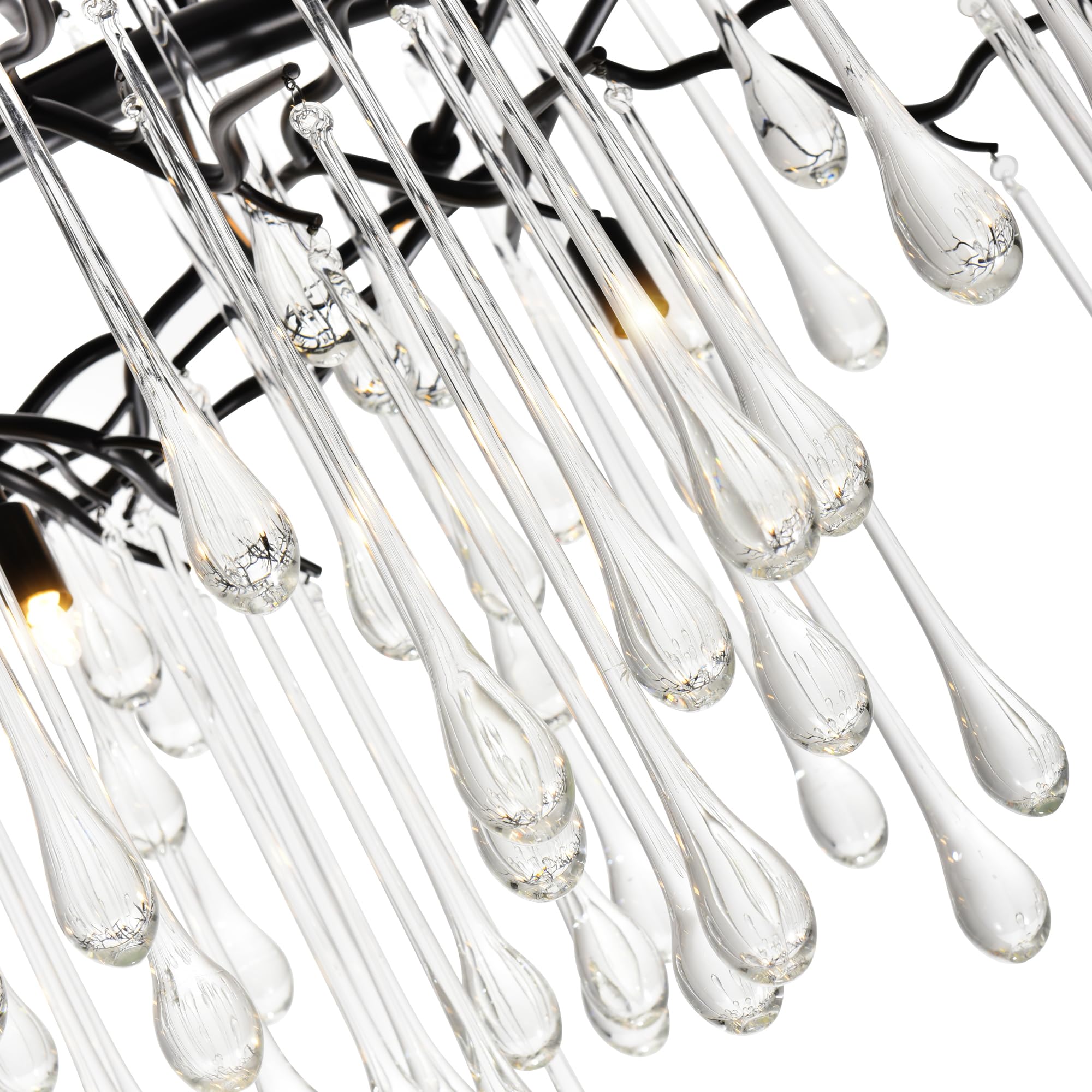 CWI Lighting Anita 10-Light Black Glass Chandelier for Dining Room, Living Room, Bedroom - Modern Indoor Ceiling Light Fixture for Home Decor