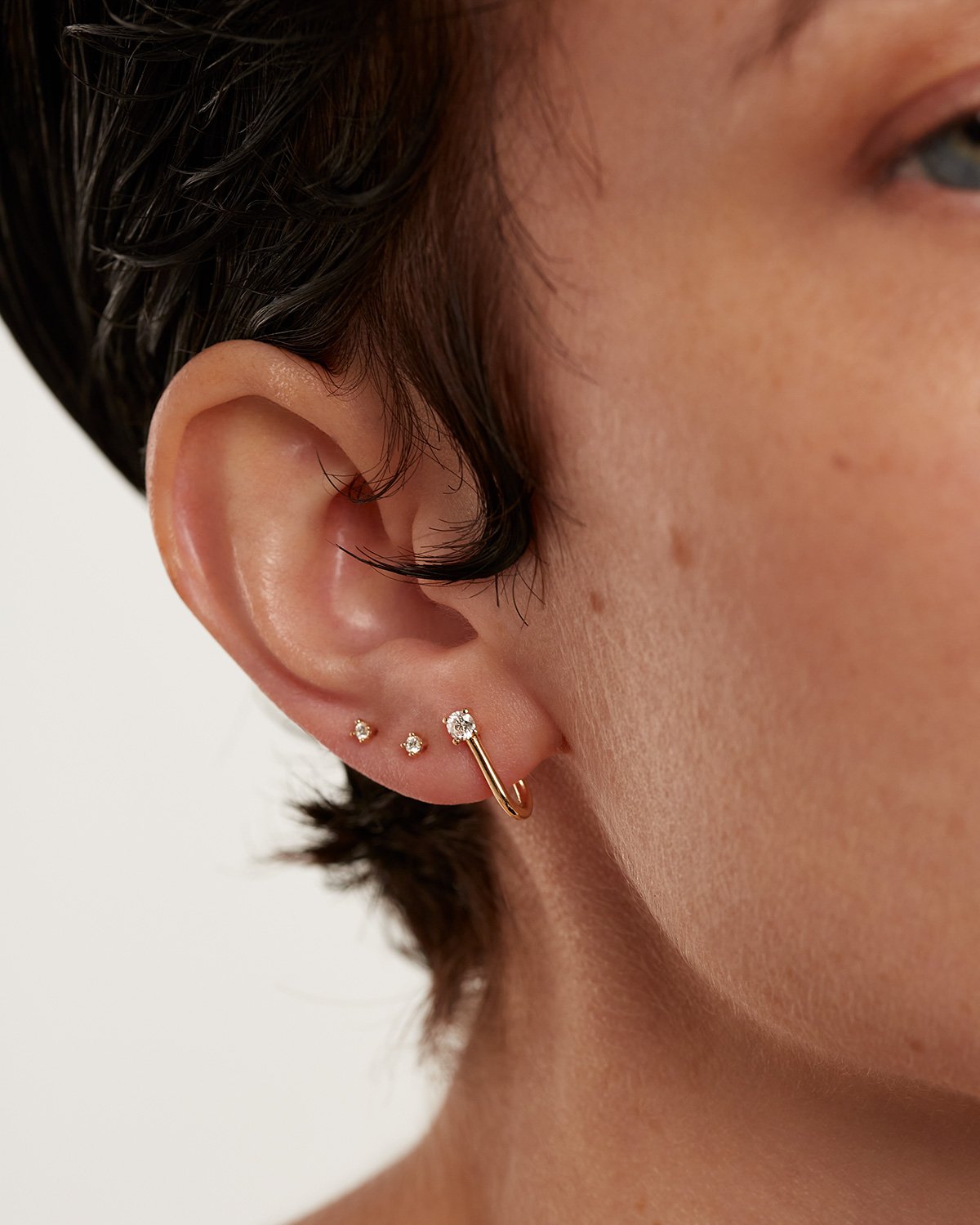 GRID 14K Yellow Gold Solitaire Diamond Stud Earrings for Women - Perfect for Weddings, Anniversaries & Special Occasions