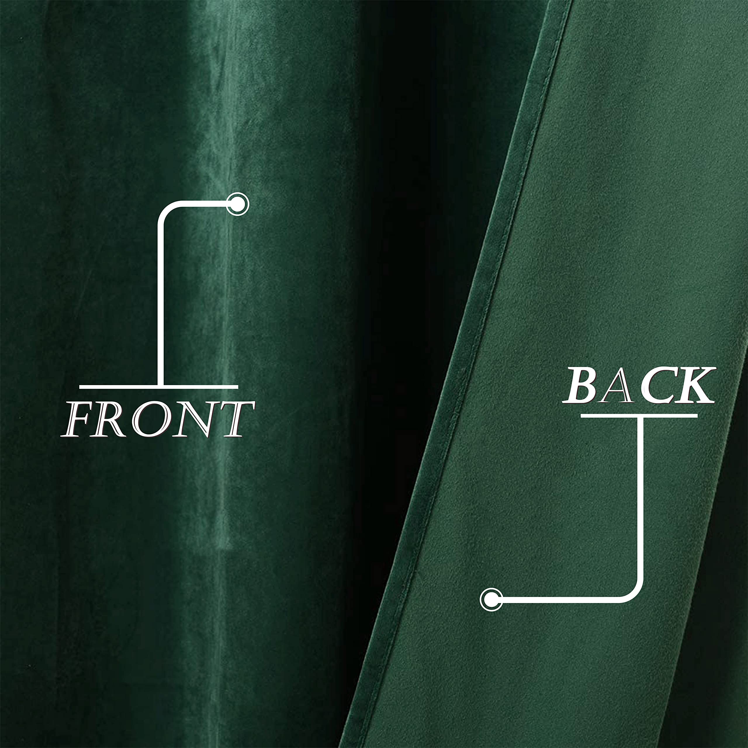 Victree Blackout Velvet Curtains 52x84 Inches - Thermal Insulated Light Blocking Grommet Window Drapes for Bedroom & Living Room, Dark Green Luxury Curtain Panels (Set of 2) - Perfect for Home Theater, Nursery & Shift Workers