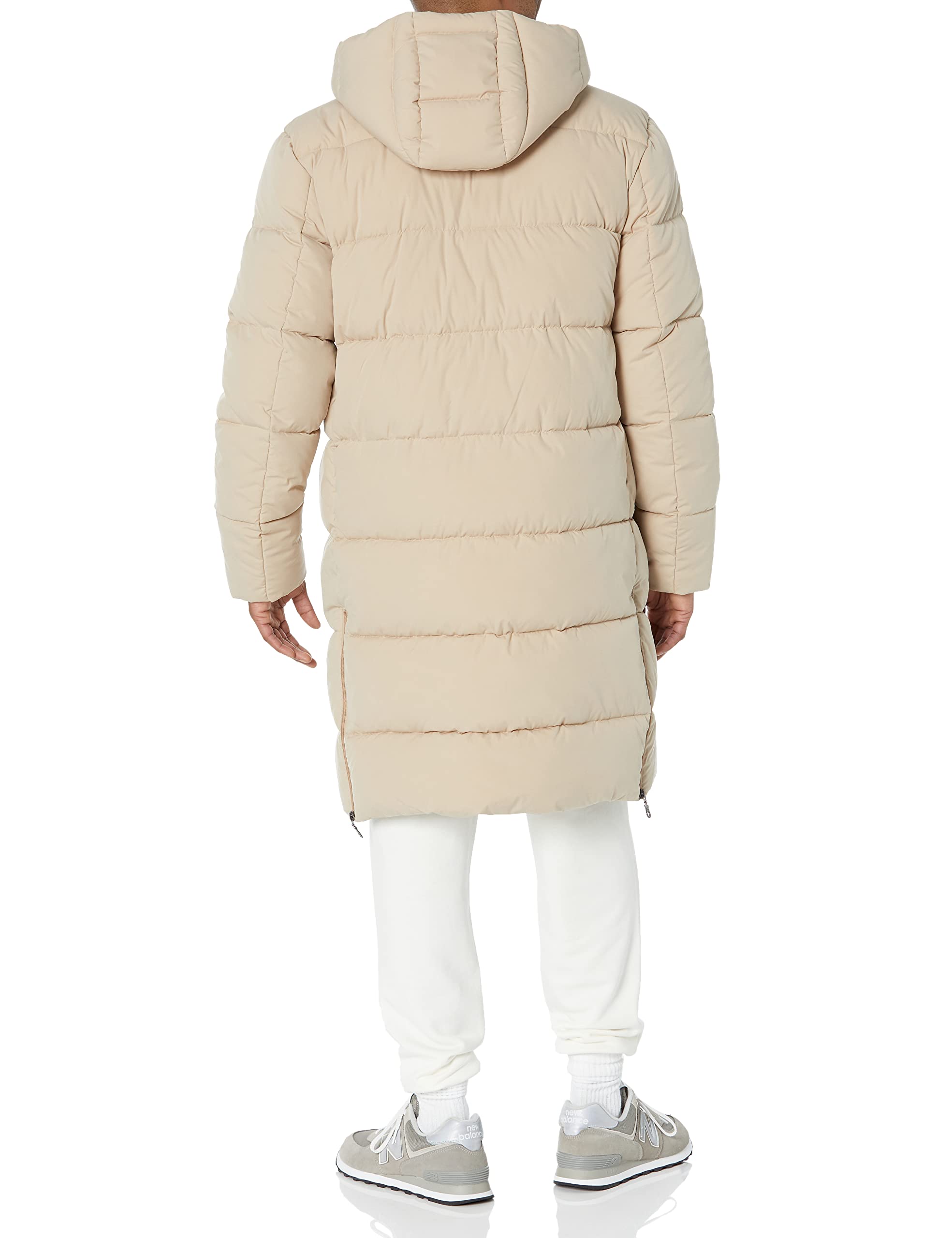 Amazon Essentials Men's Hooded Long Puffer Coat - Winter Warm Jacket for Cold Weather, Lightweight Water-Resistant Outdoor Parka - Perfect for Snow, Hiking & Daily Commute