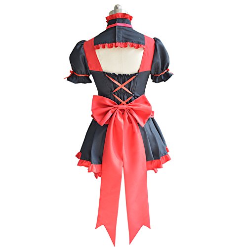 Rory Mercury Cosplay Costume - Black & Red Gothic Lolita Dress with Gloves & Stockings for Anime Convention, Halloween, Cosplay Events