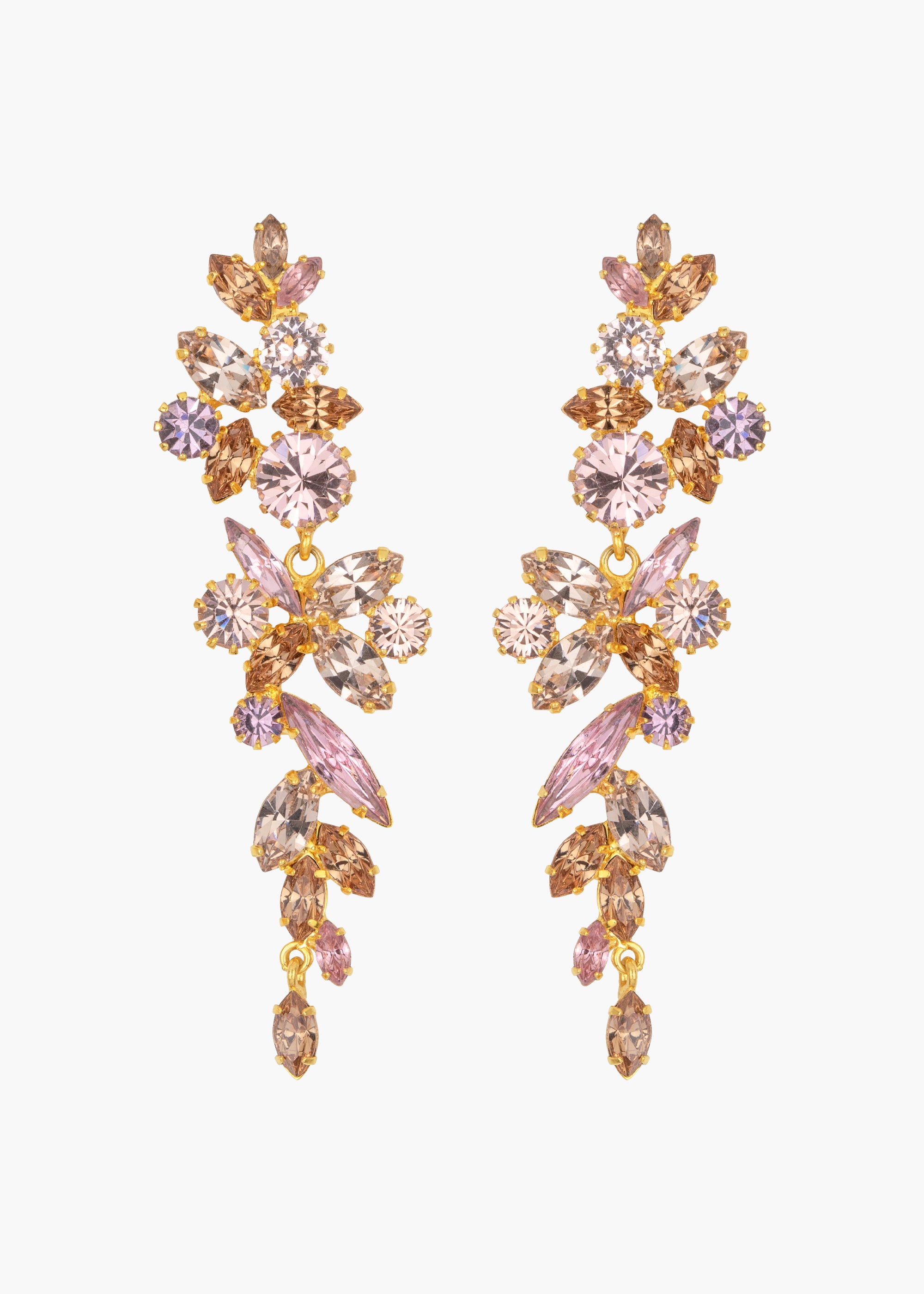 Vanessa Elegant Champagne Gold Drop Earrings for Women - Perfect for Weddings, Parties & Evening Events