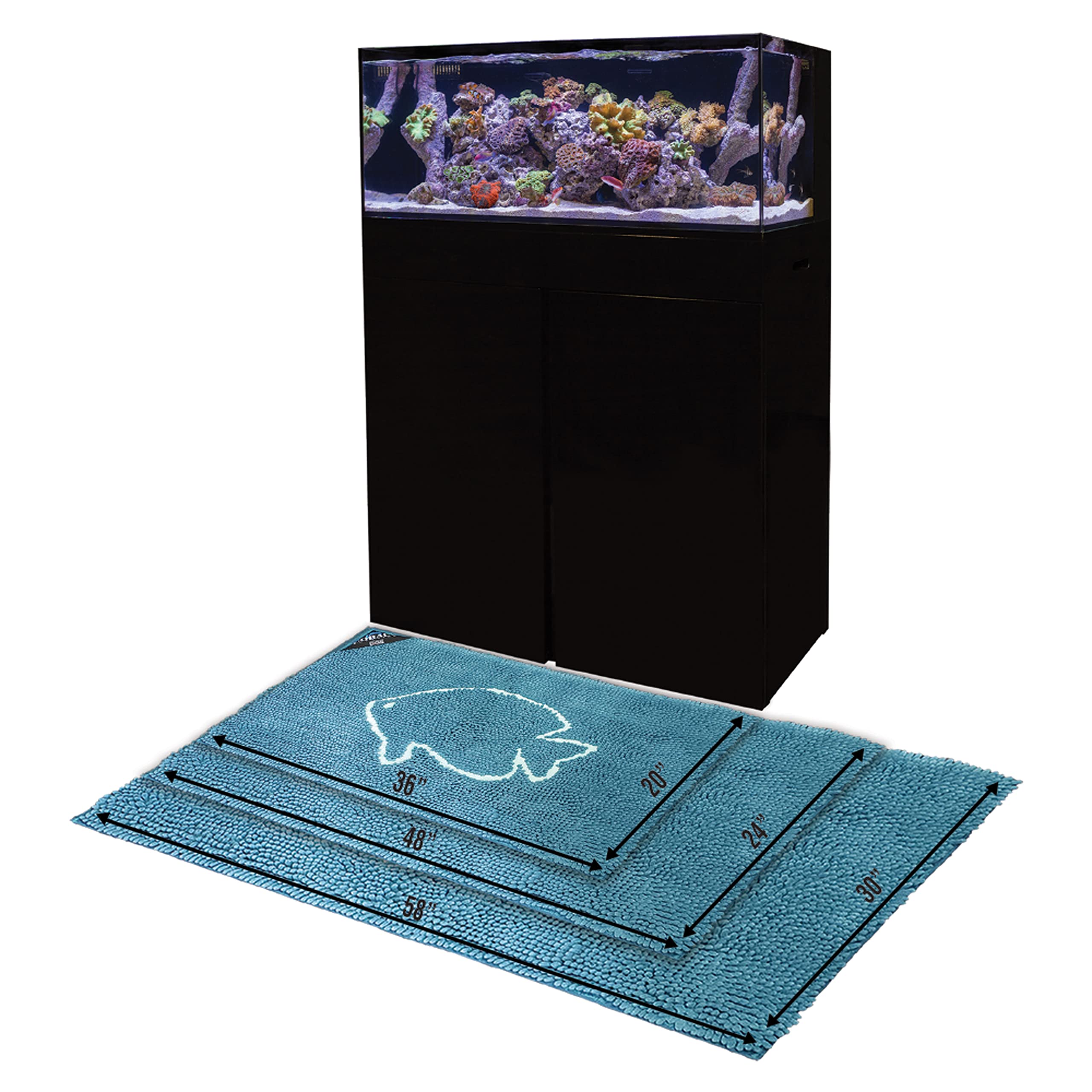 Premium Aquarium Sponge Mat (20x36 Inch) - Super Absorbent Microfiber, Non-Slip Waterproof Pad for Fish Tank Maintenance - Keep Tanks Dry & Clean - Perfect for Aquarium Stands, Countertops & Wet Areas