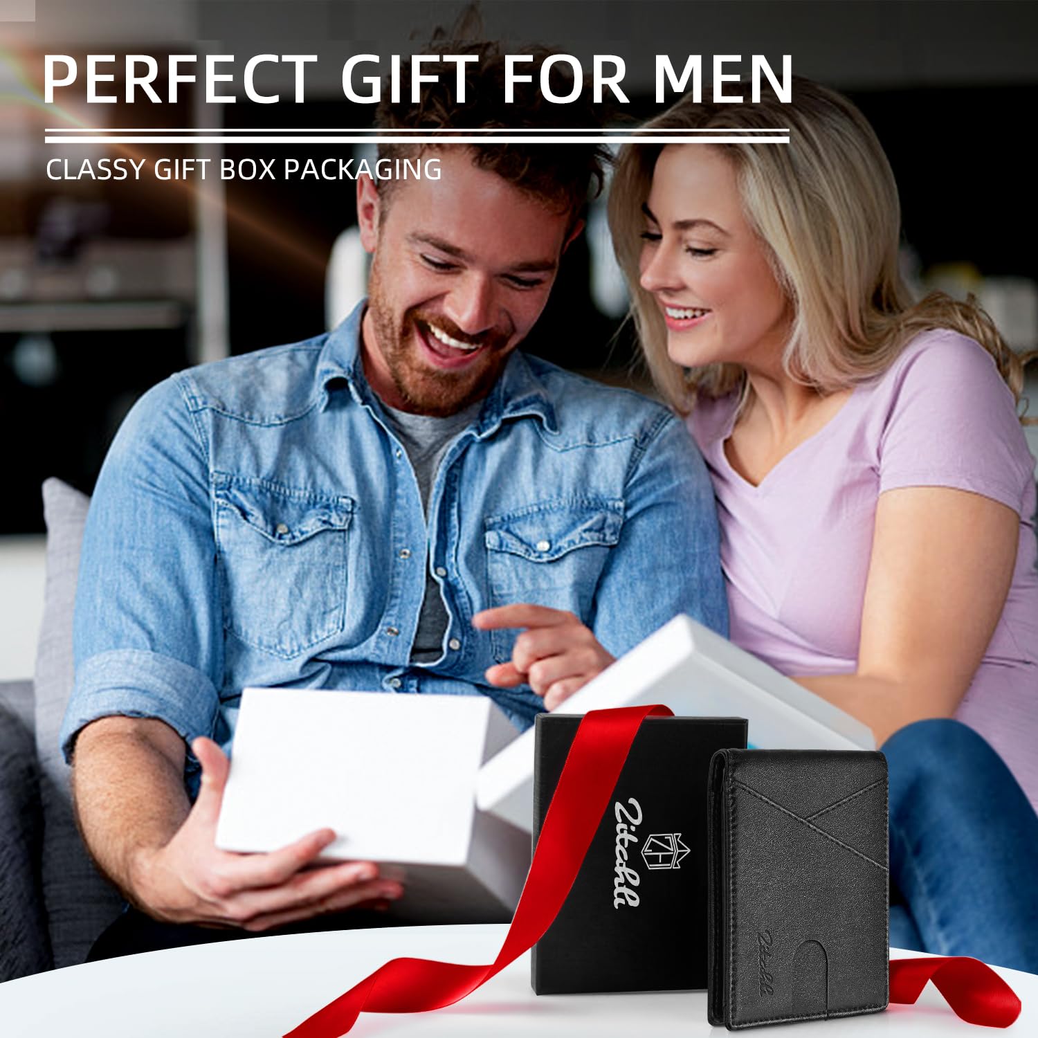 Premium Zitahli Men's Slim RFID Blocking Leather Wallet - Bifold Front Pocket Wallet with Gift Box | Genuine Leather Card Holder for Everyday Carry | Ideal for Travel, Business & Daily Use