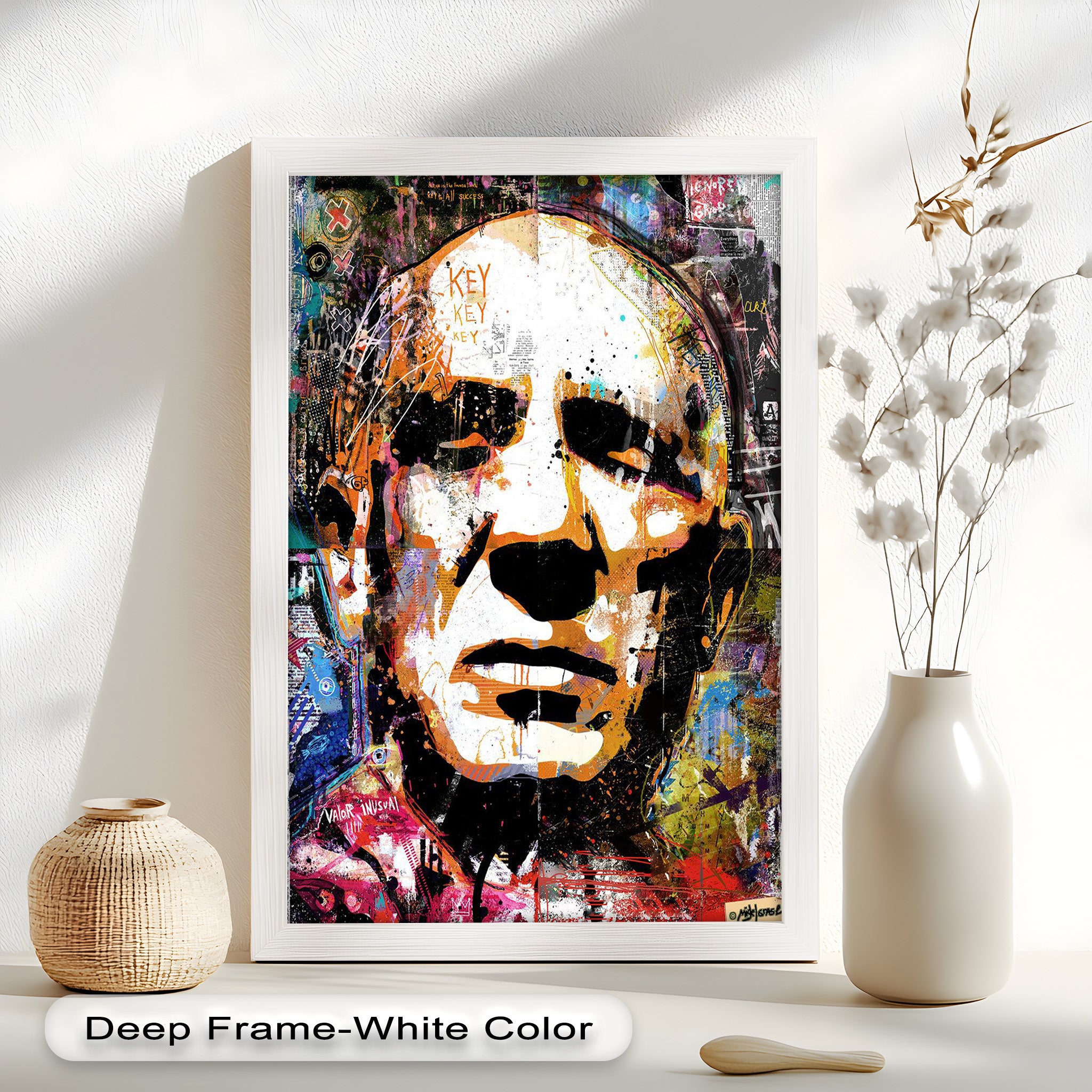 Abstract Urban Face Portrait Wall Art - Modern Pop Art Oil Painting for Living Room, Bedroom & Office Decor