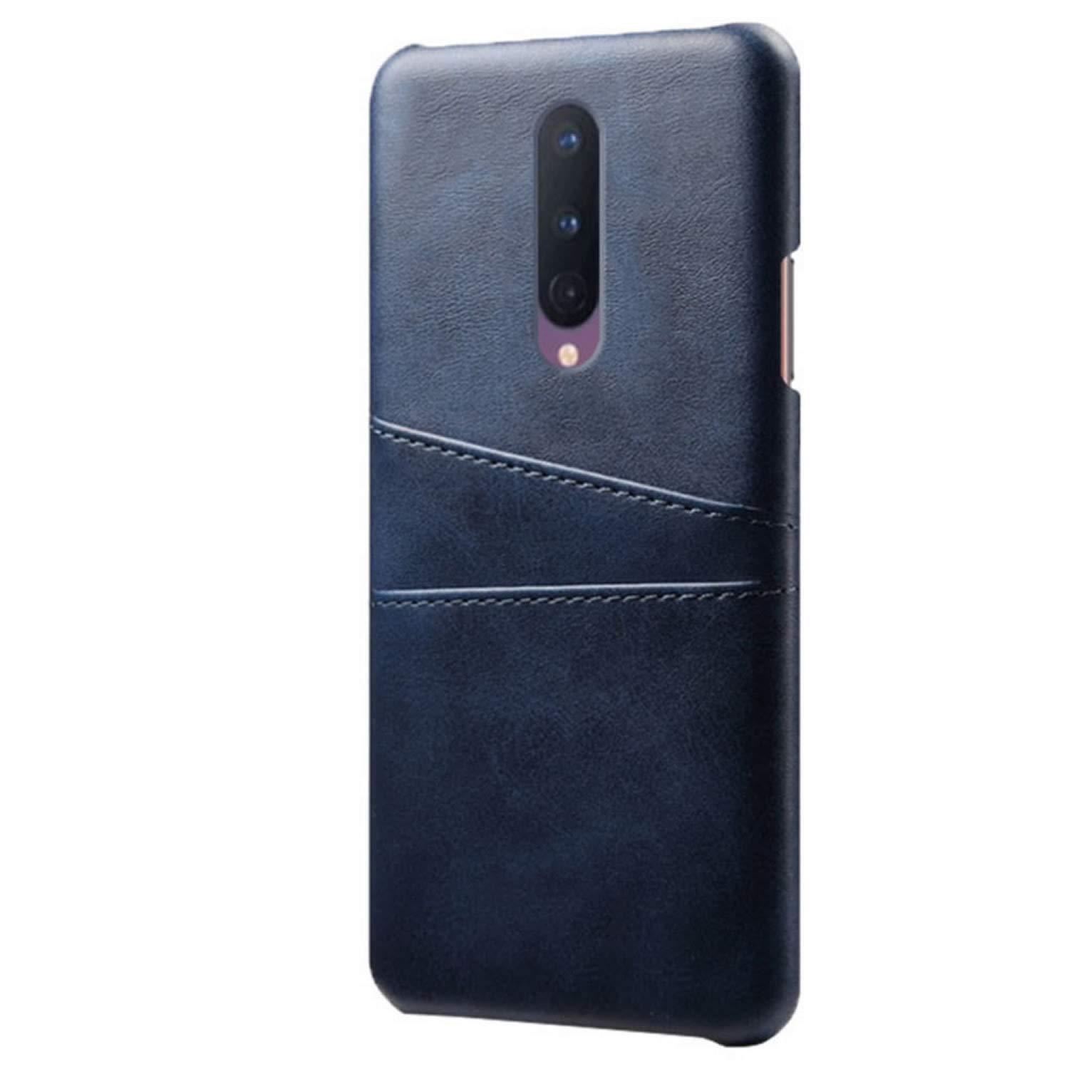 Premium PU Leather Ultra Slim Shockproof OnePlus 8 Phone Case with Card Slot Holder - Durable & Stylish Protection for Everyday Use, Travel & Work (Blue)