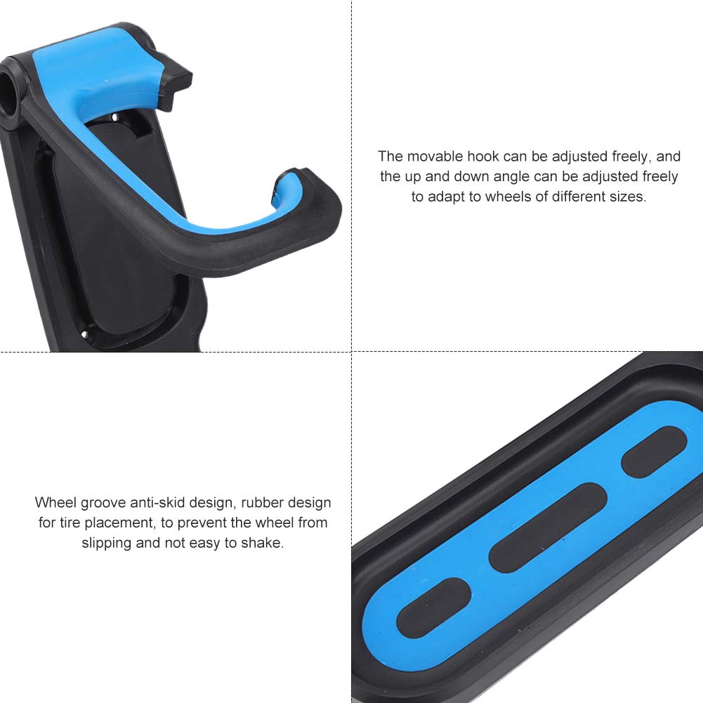 **ABS Bike Wall Mount Hook - Heavy Duty Bike Storage Rack Hanger for Mountain & Road Bikes - Space Saving Bike Parking Solution for Garage, Home, or Apartment (Black/Blue)**