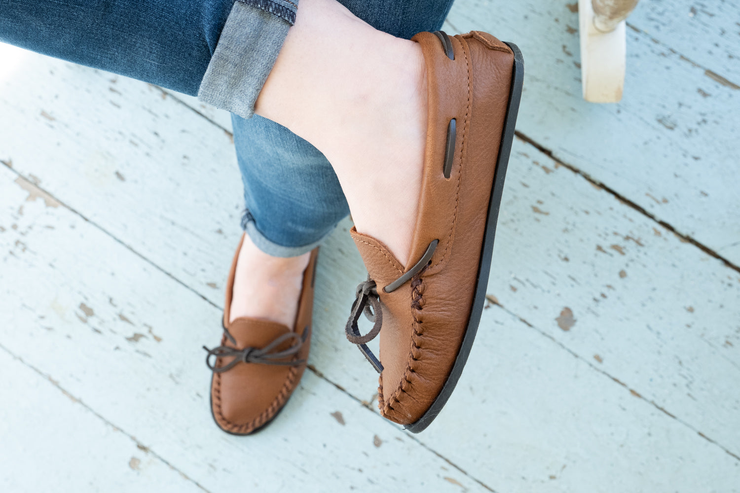 Women's Comfortable Rubber Sole Elk Hide Leather Moccasins - Soft & Durable Slip-On Shoes for Indoor/Outdoor Wear, Walking & Casual Style