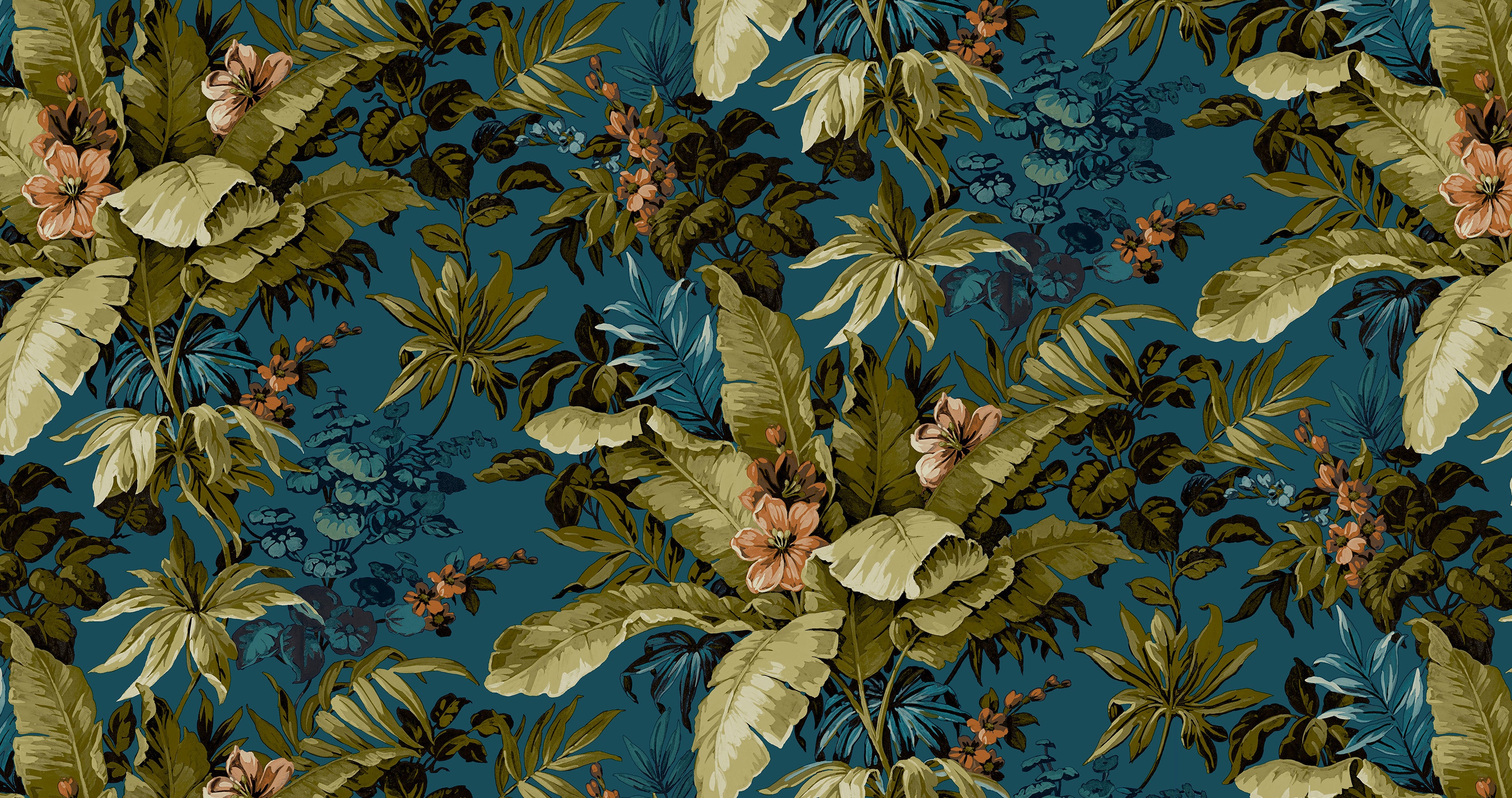 Blue Floral Jungle Botanical Wallpaper R8380 - Peel and Stick Removable Wallpaper for Bedroom, Living Room, Nursery Decor - Easy DIY Home Renovation