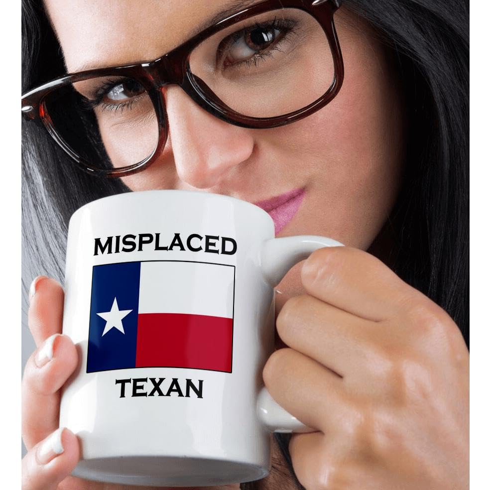 3D Rose Misplaced Texan Ceramic Coffee Mug - 11 oz White Texas-Themed Gift for Cowboy Fans - Perfect for Home, Office & Camping Use