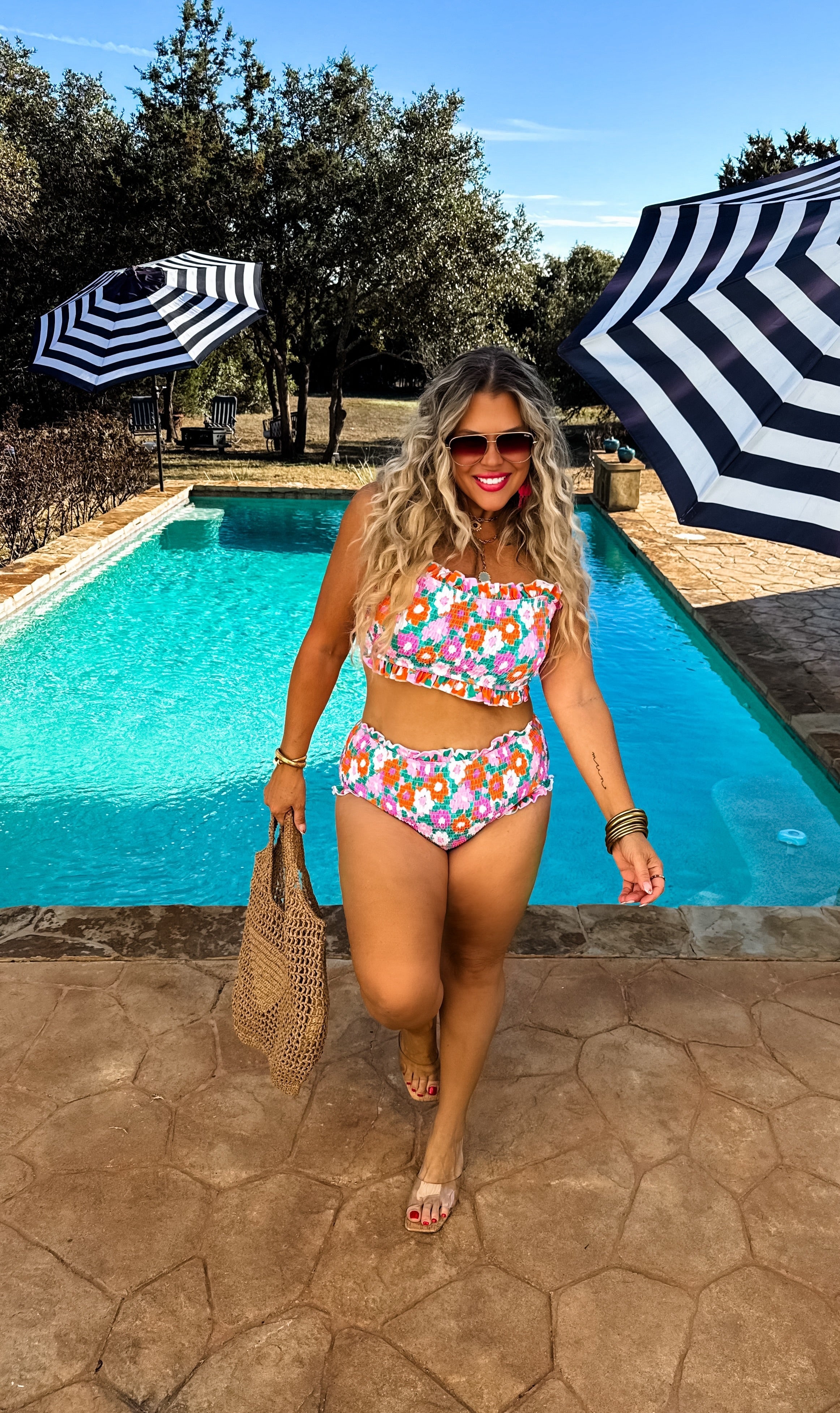 Amalfi Blooms Swim Set - Women's Floral Print Bikini & Cover Up | Beach Vacation, Pool Party, Summer Outfit