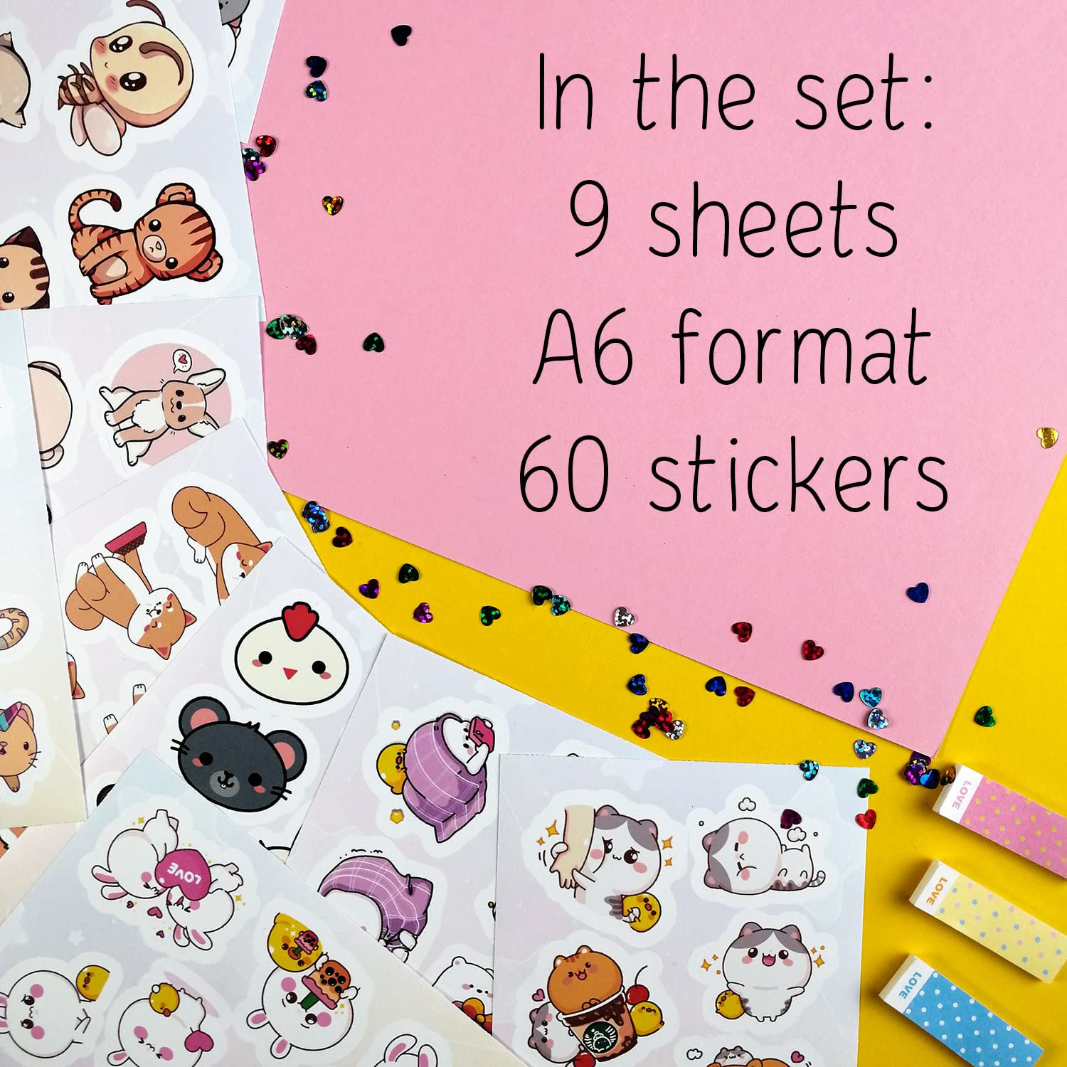Cute Kawaii Animal Stickers for Water Bottles & Laptops