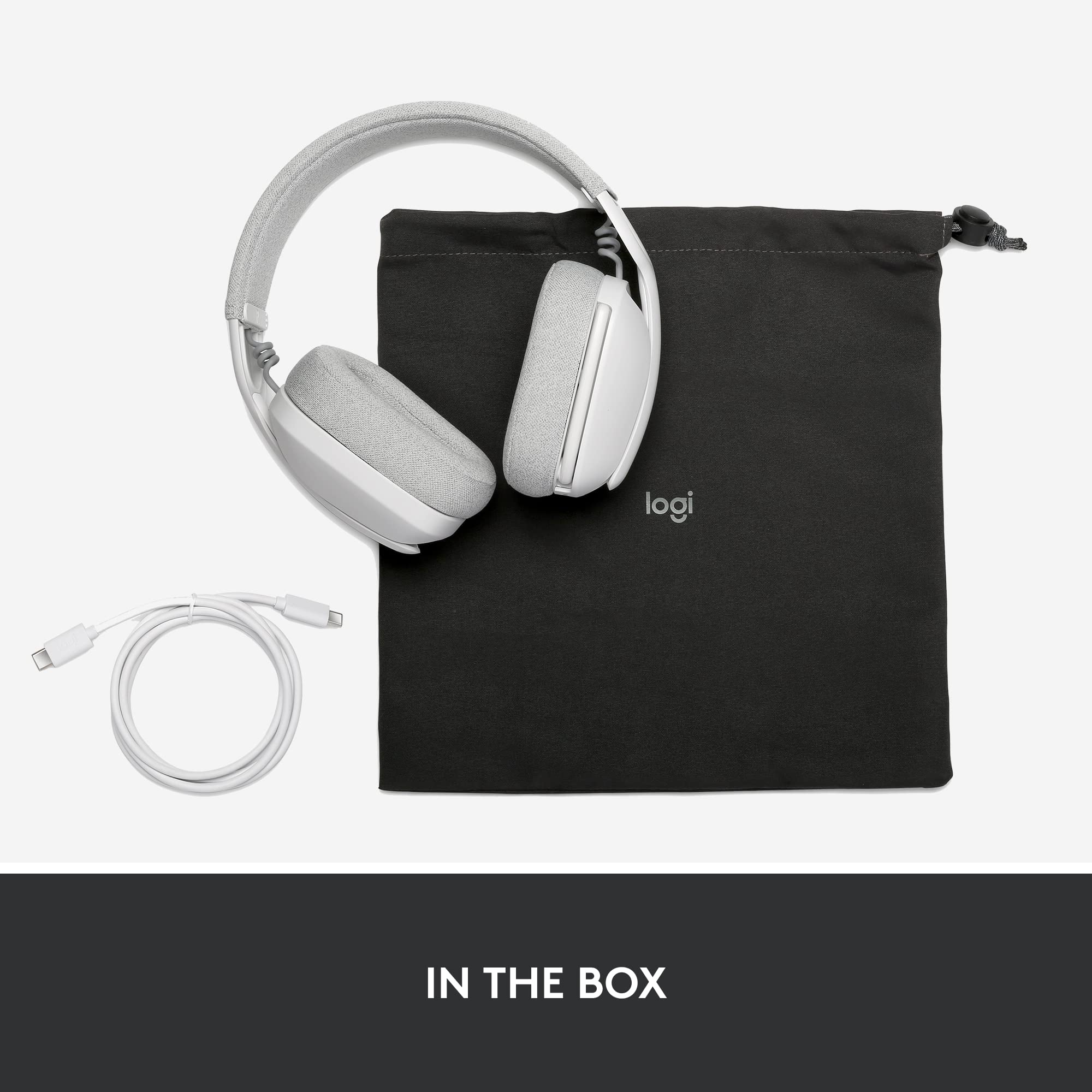 Logitech Zone Vibe 100 Lightweight Wireless Bluetooth Headphones with Noise Cancelling Mic - Over Ear Comfort for Work Calls, Music & Gaming | Compatible with Teams, Zoom, Google Meet | Perfect for Home Office, Remote Work & Online Classes (Off White)