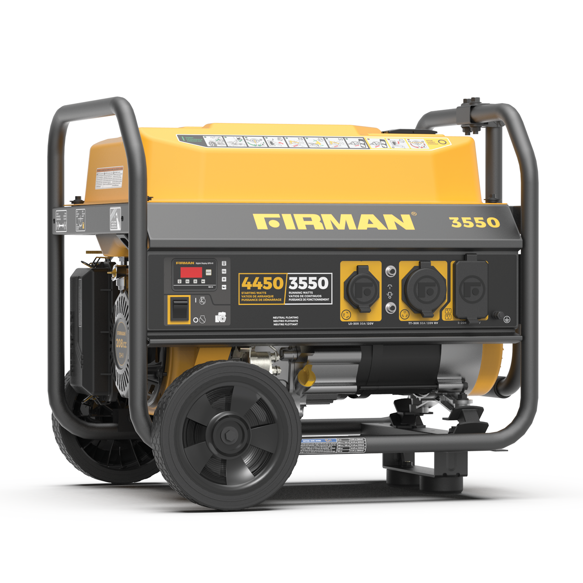 4450W Portable Gas Generator with Recoil Start - 120V Power Output for Camping, Outdoor Events & Emergency Backup