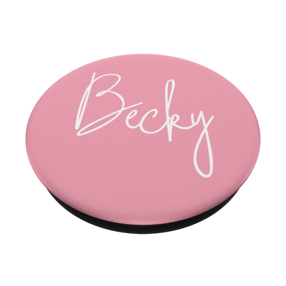Becky Name Personalized Girl Name White on Pink - Becky PopSockets PopGrip: Swappable Phone Grip for iPhone, Samsung & Tablets | Perfect Gift for Birthdays, Graduation & Everyday Use