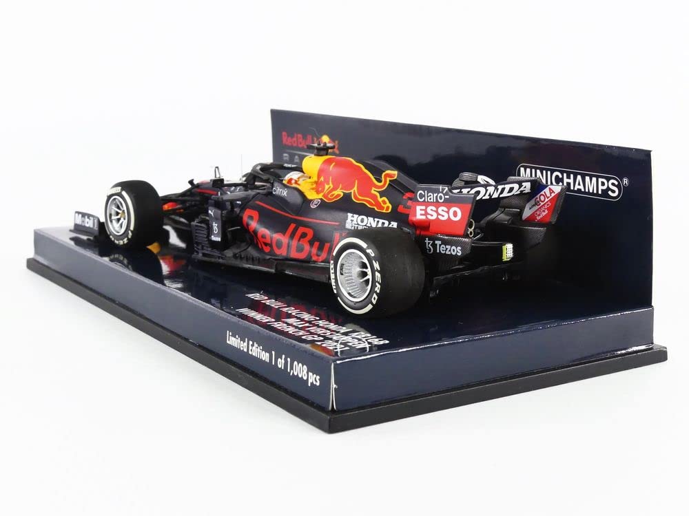 Minichamps Red Bull Racing Honda RB16B Max Verstappen 2021 French GP Winner - 1:18 Scale Diecast Model Car for Collectors & Racing Fans - Perfect for Display, Gifts & Motorsport Enthusiasts