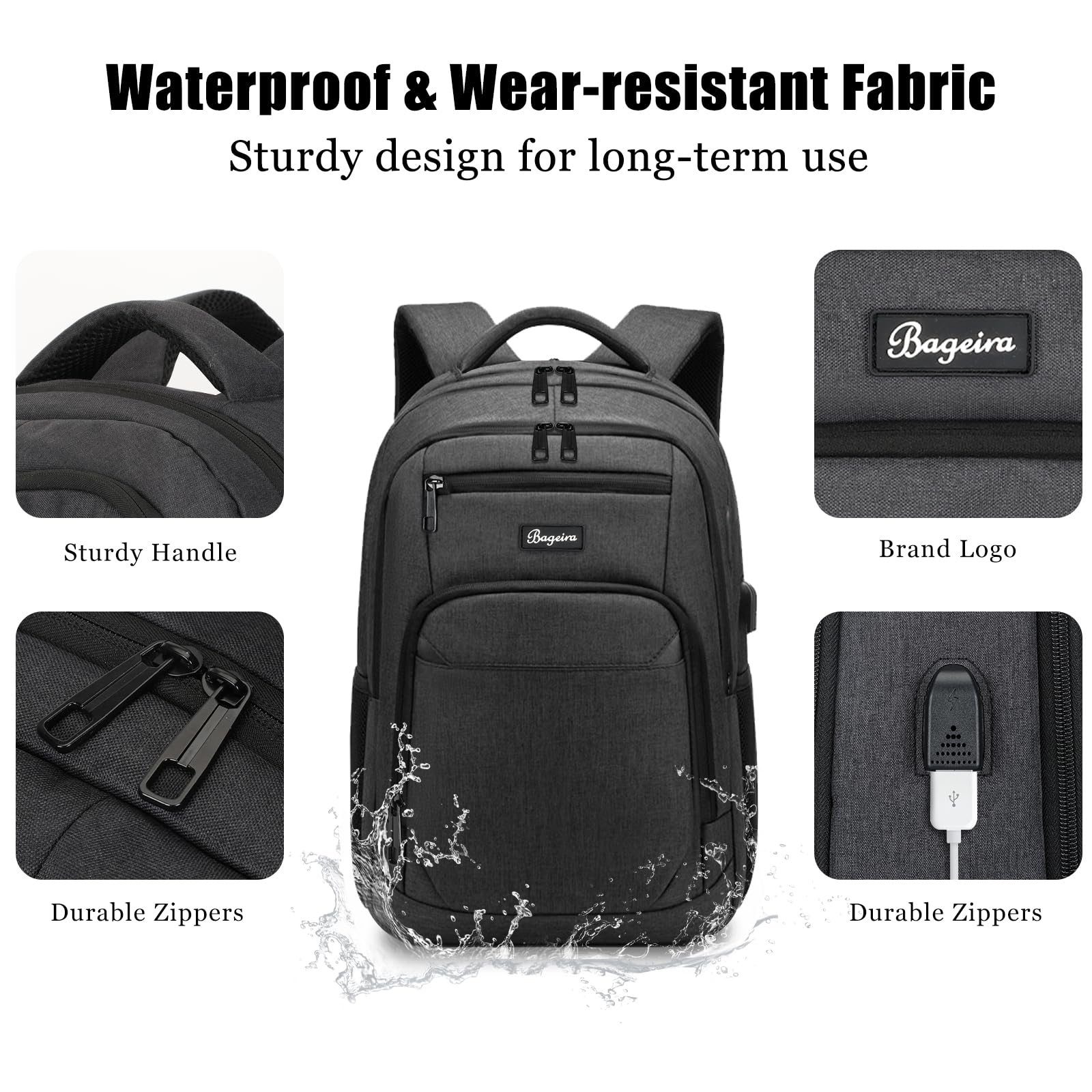 Anti-Theft USB Charging Backpack for Men & Women - 15.6 Inch Laptop Bookbag for School, College, Travel & Work - Durable Business Computer Backpack for Teens & Adults (Black) | Perfect for Commuting, Campus Life & Business Trips