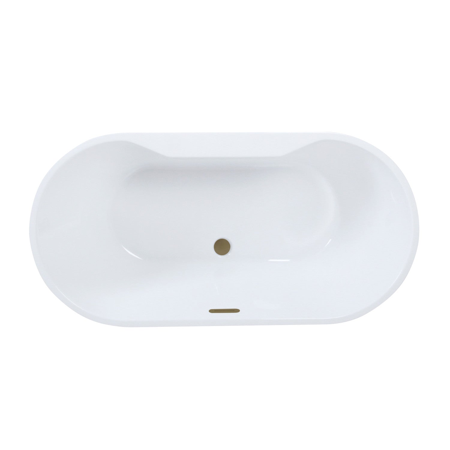 Aqua Eden 63-Inch Freestanding Acrylic Oval Bathtub with Drain - Glossy White & Antique Brass Finish | Double-Ended Soaking Tub for Luxury Bathrooms & Spa Retreats