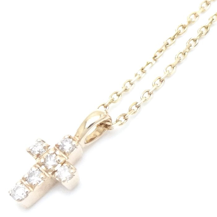 4℃ K10PG Pink Gold Diamond Cross Necklace for Women - Elegant Religious Jewelry Gift for Baptism, Confirmation & Everyday Wear