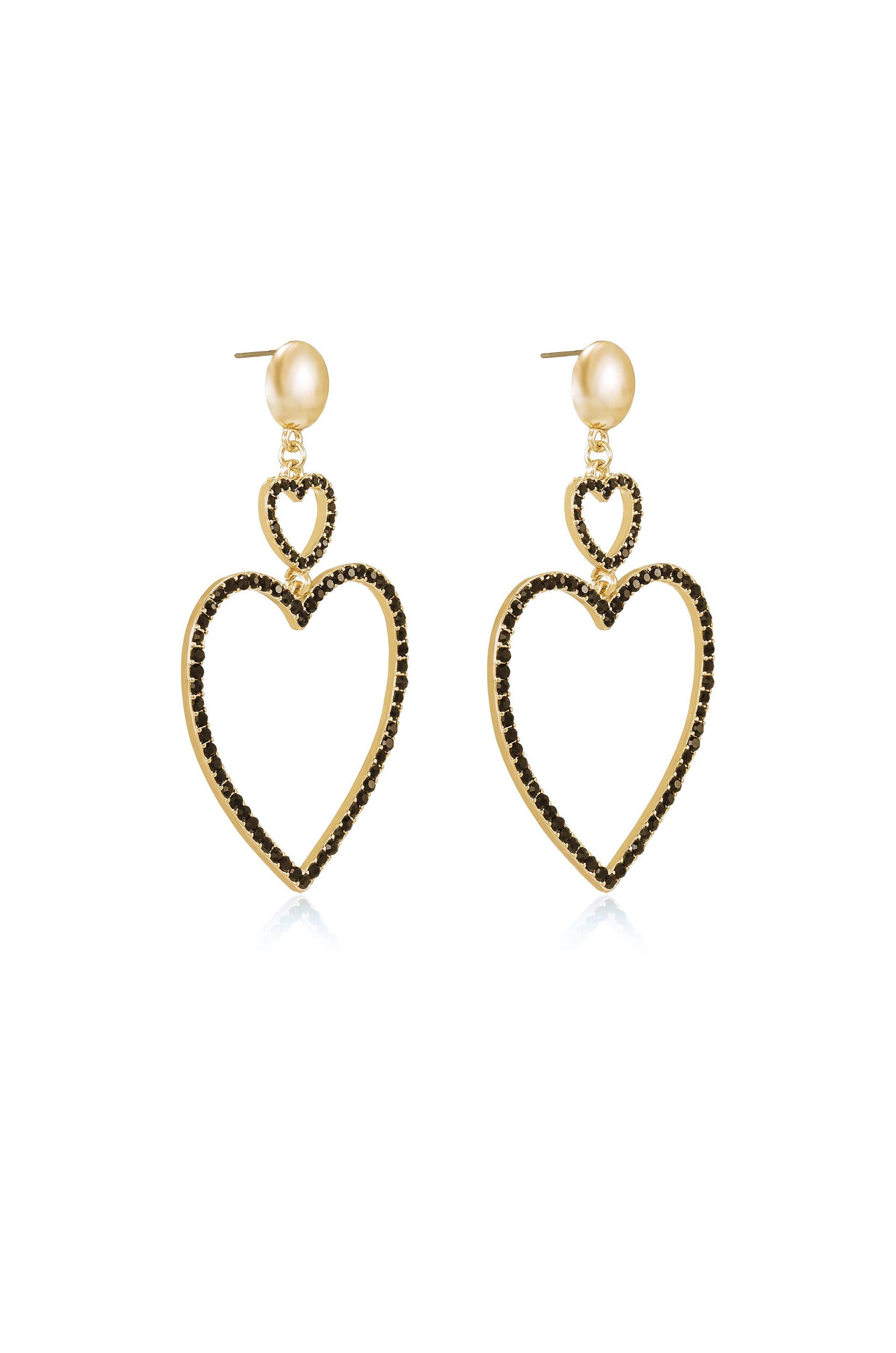 Double Heart Crystal Drop Earrings for Women - Elegant Dangling Ear Jewelry for Date Night, Wedding & Special Occasions