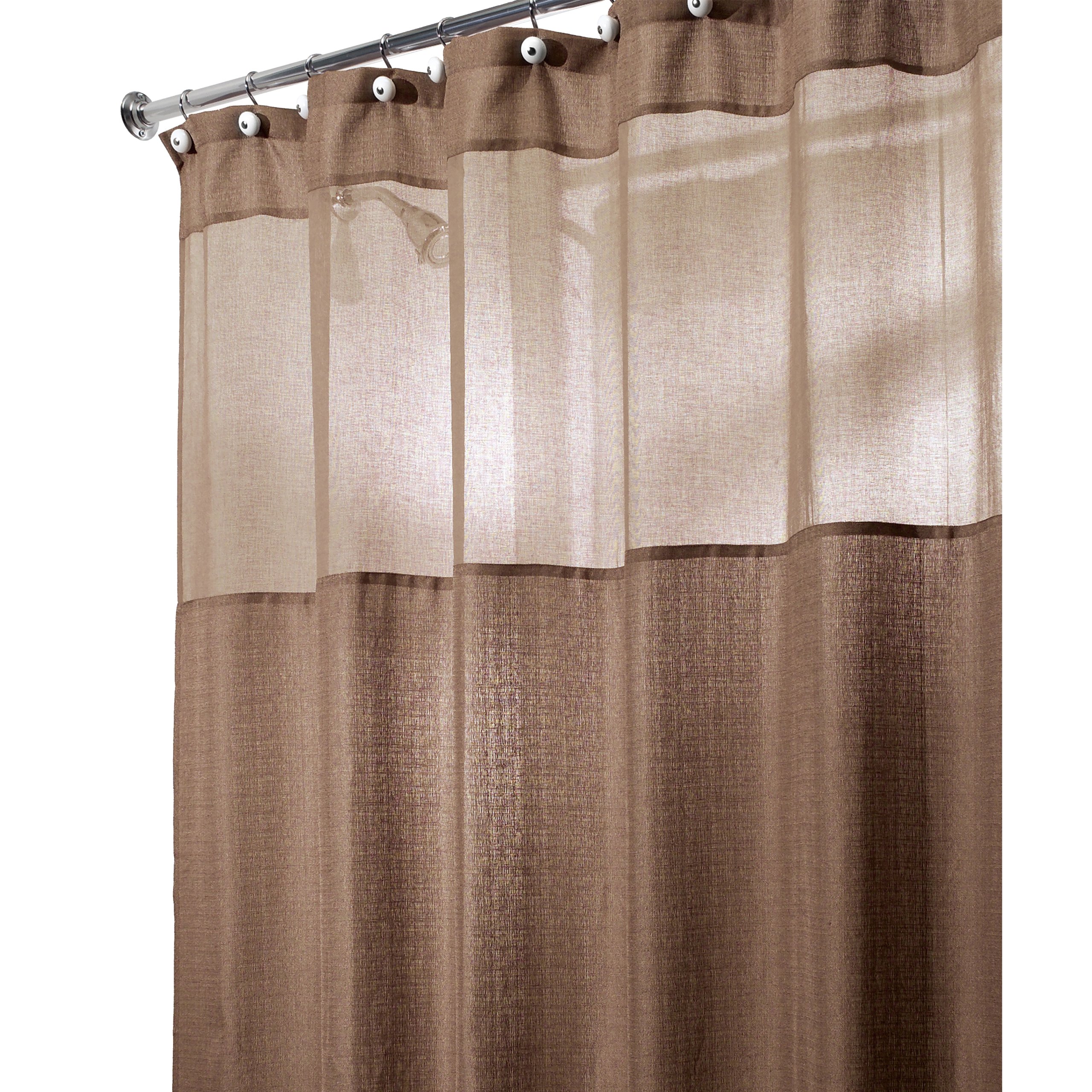 interDesign Niko Waterproof Shower Curtain in Nutmeg Brown - Stylish Bathroom Decor for Modern Homes, Hotels & Spa Retreats