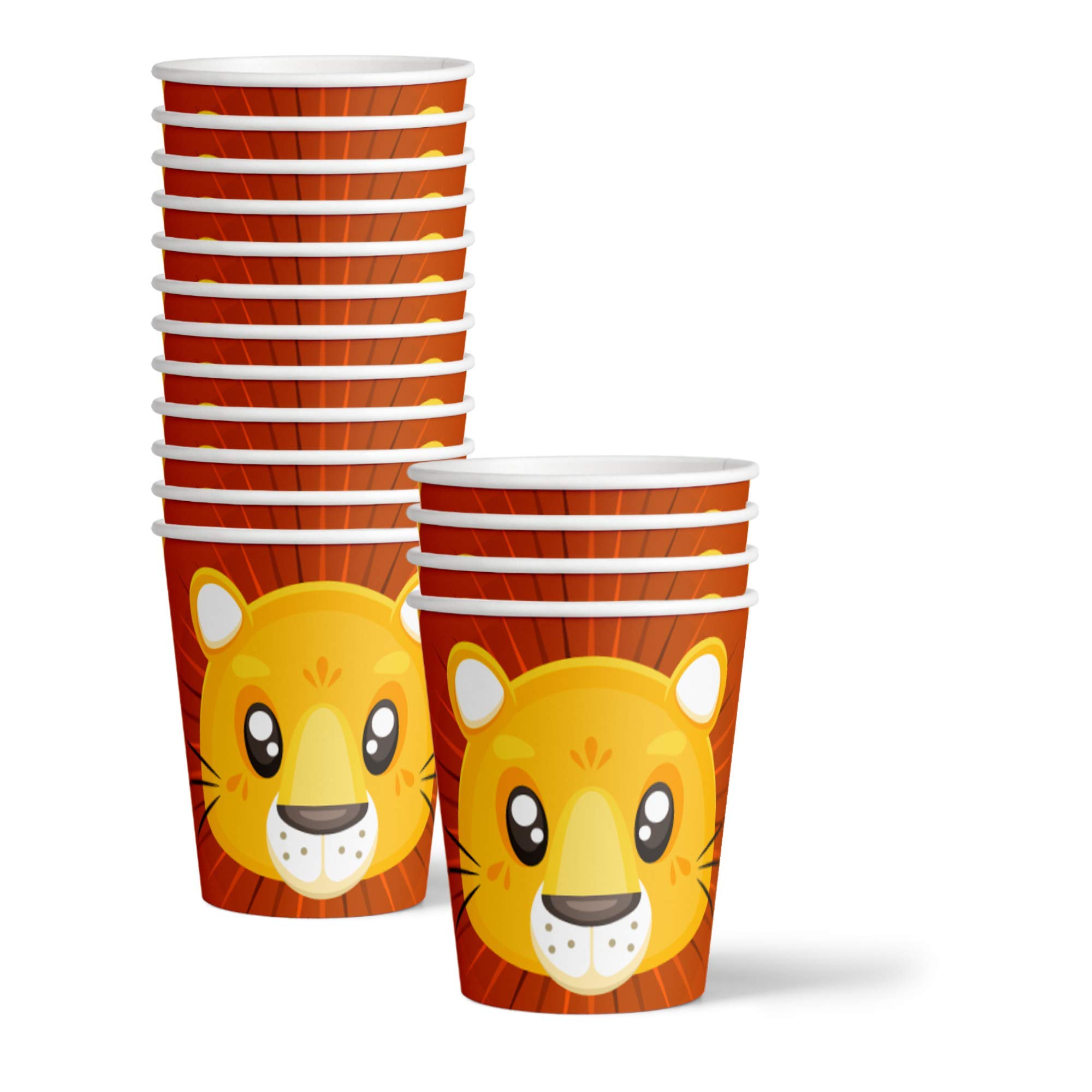 Lion Birthday Party Supplies Set - King of The Jungle Theme - Jungle Animal Party Decorations - Zoo & Safari Lion Tableware Kit for 16 Guests - Includes Plates, Napkins, Cups - Perfect for Kids Birthday, Baby Shower, Wild One Party