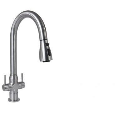 Hamat TNPD 1000 PC 3-Function Pull Down Kitchen Faucet with Two Handles in Polished Chrome - Perfect for Modern Home, Restaurant, and Commercial Use