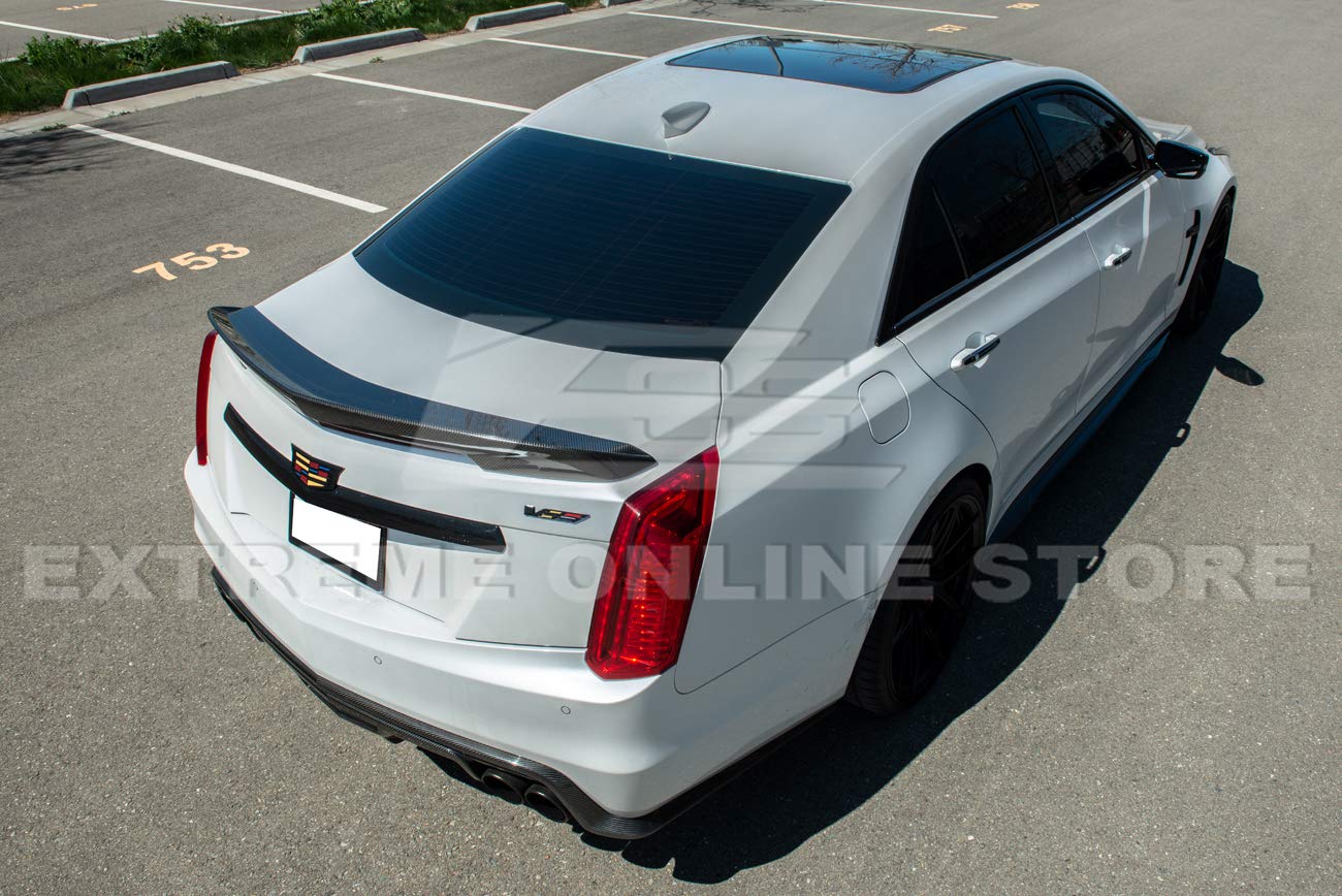 2016-2019 Cadillac CTS-V Carbon Fiber Rear Bumper Trunk Lid Wing Spoiler - Performance Style Upgrade for Street Racing & Car Shows