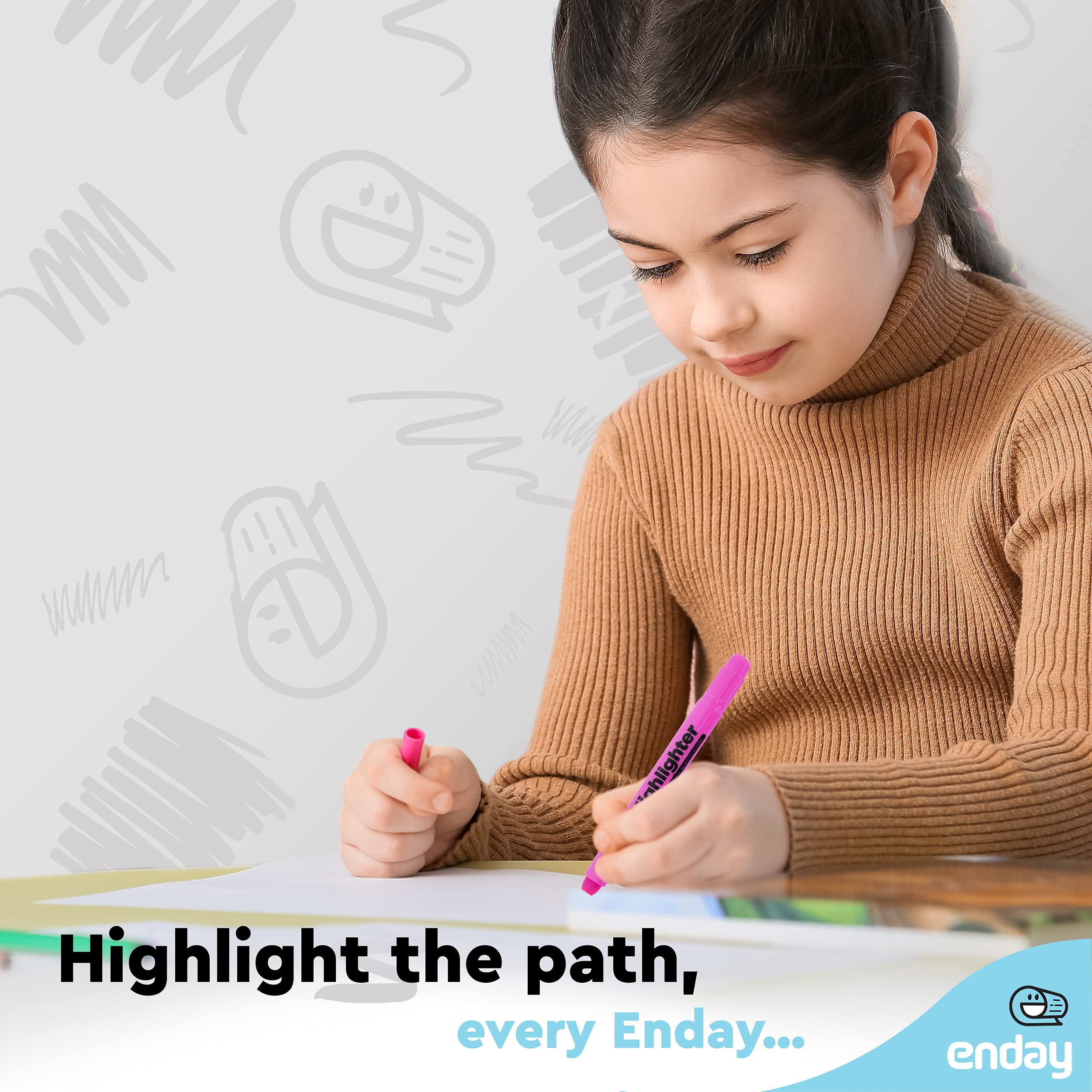 Enday Gel Highlighter Set - 144 Packs of 3 (432 Total) Non-Bleed Fluorescent Highlighters in Yellow, Pink, Green & Multicolor - Perfect for Bible Journaling, School Notes & Office Use