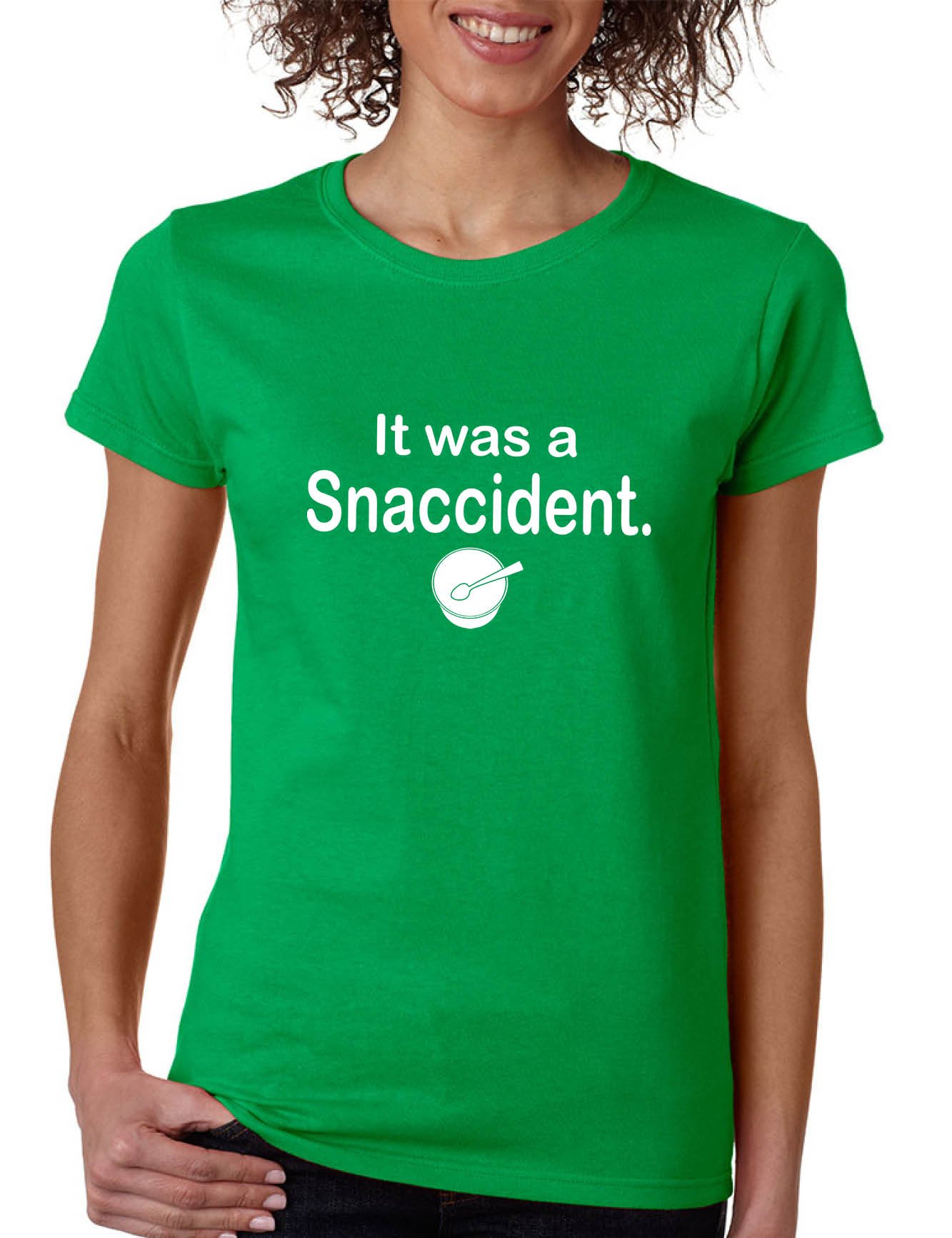 ALLNTRENDS Women's Funny Food Lover T-Shirt - 'It Was A Snaccident' Graphic Tee for Casual Wear, Snack Enthusiasts & Gift Giving