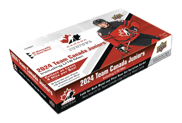 2024 Upper Deck Team Canada Juniors Hockey Hobby Box - 24 Packs with Exclusive Rookie Cards & Autographs - Perfect for Collectors and NHL Fans - Great Gift for Hockey Enthusiasts and Fantasy Sports Players