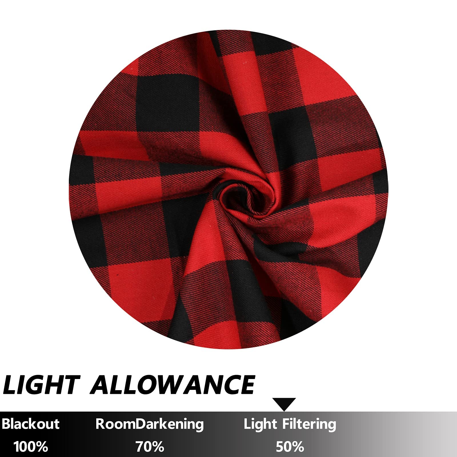 Buffalo Plaid French Door Curtains - 54x72 Inch Farmhouse Window Drapes with Rod Pocket & Tiebacks (Set of 2 Panels, Red/Black) - Perfect for Front Door, Living Room & Rustic Home Decor