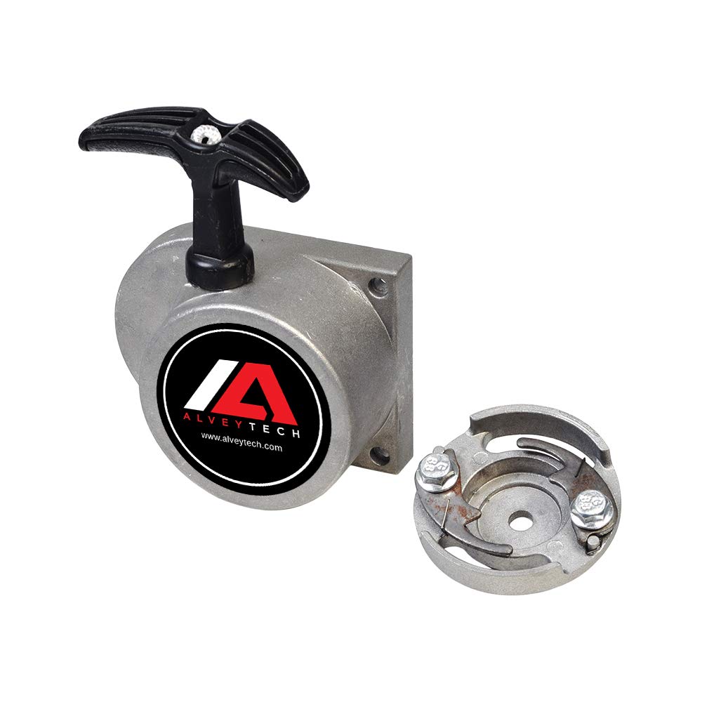 AlveyTech Recoil Pull Start Assembly for 48cc-80cc 2-Stroke Bicycle Engine Kits - Durable Cast Metal Housing Starter with Pawl, Handle & Cord - Replacement Parts for Motorized Bikes - Perfect for DIY Bike Engine Repair & Maintenance