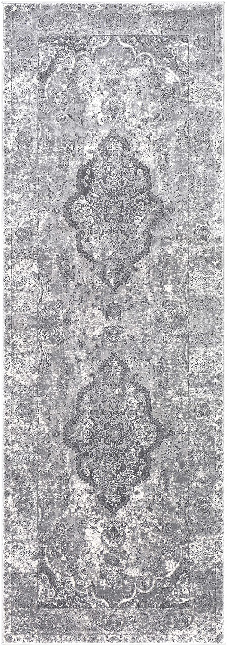 Hauteloom Bursledon Traditional Round Area Rug - Gray, Charcoal, Off White - 7'10