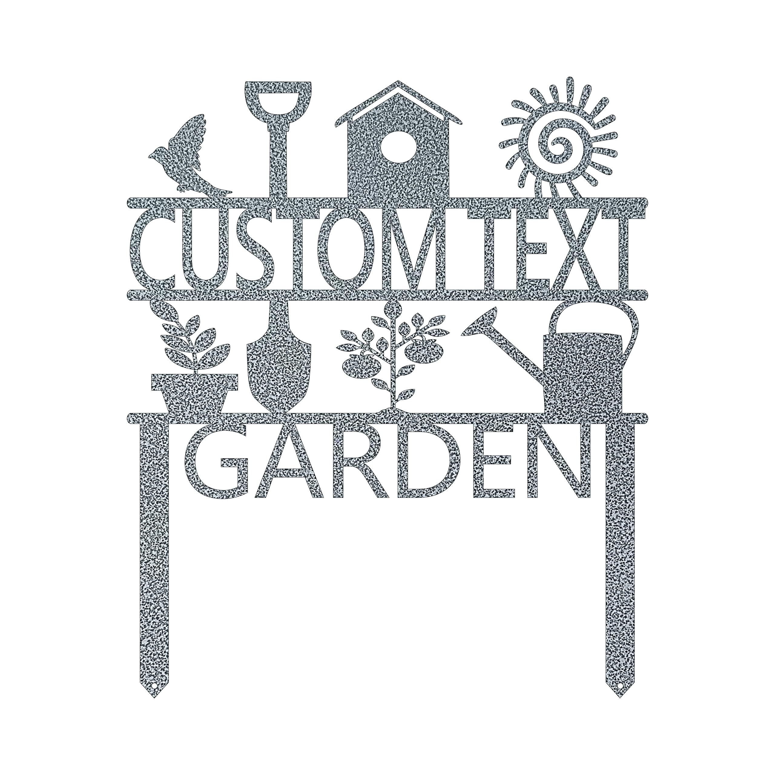 Personalized Hammered Silver Garden Sign - Custom Metal Garden Stake 27