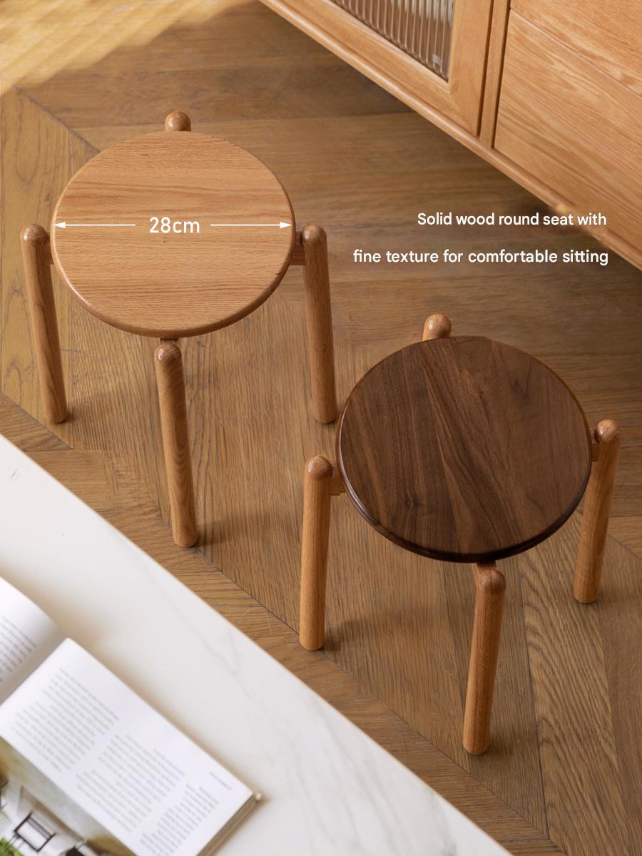 Premium Solid Wood Stackable Stool - Oak, Rubber, Ash, Cherry - Perfect for Home, Office, Kitchen & Outdoor Use