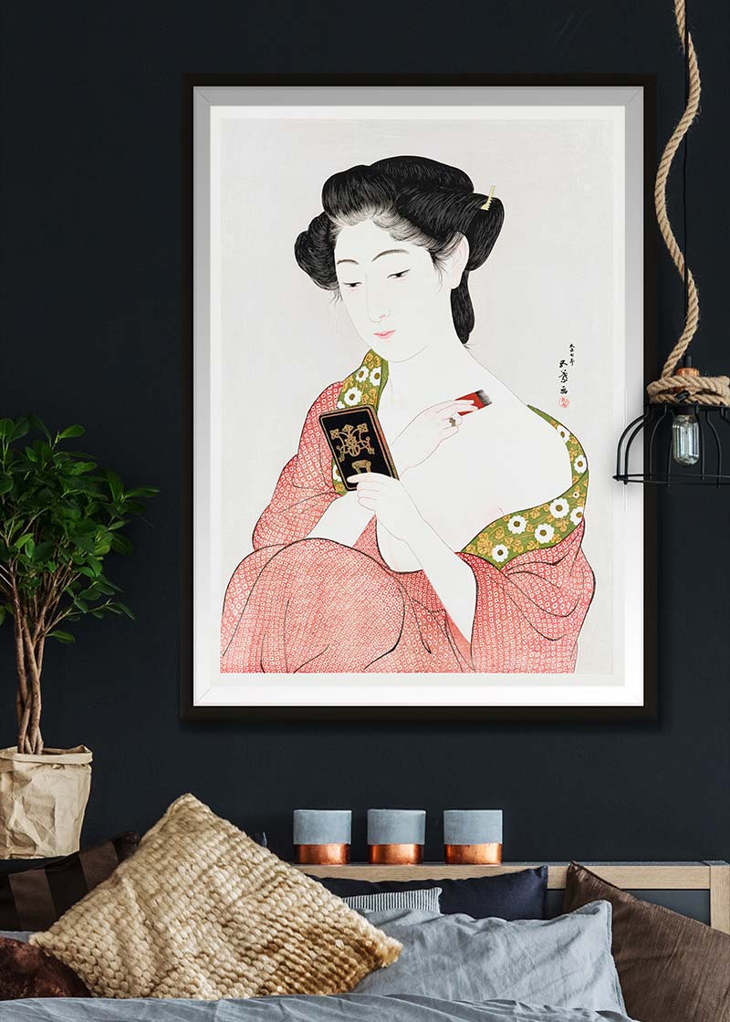Goyo Hashiguchi Woodblock Print - Woman Applying Powder - Japanese Ukiyo-e Art for Home Decor & Office Wall Art