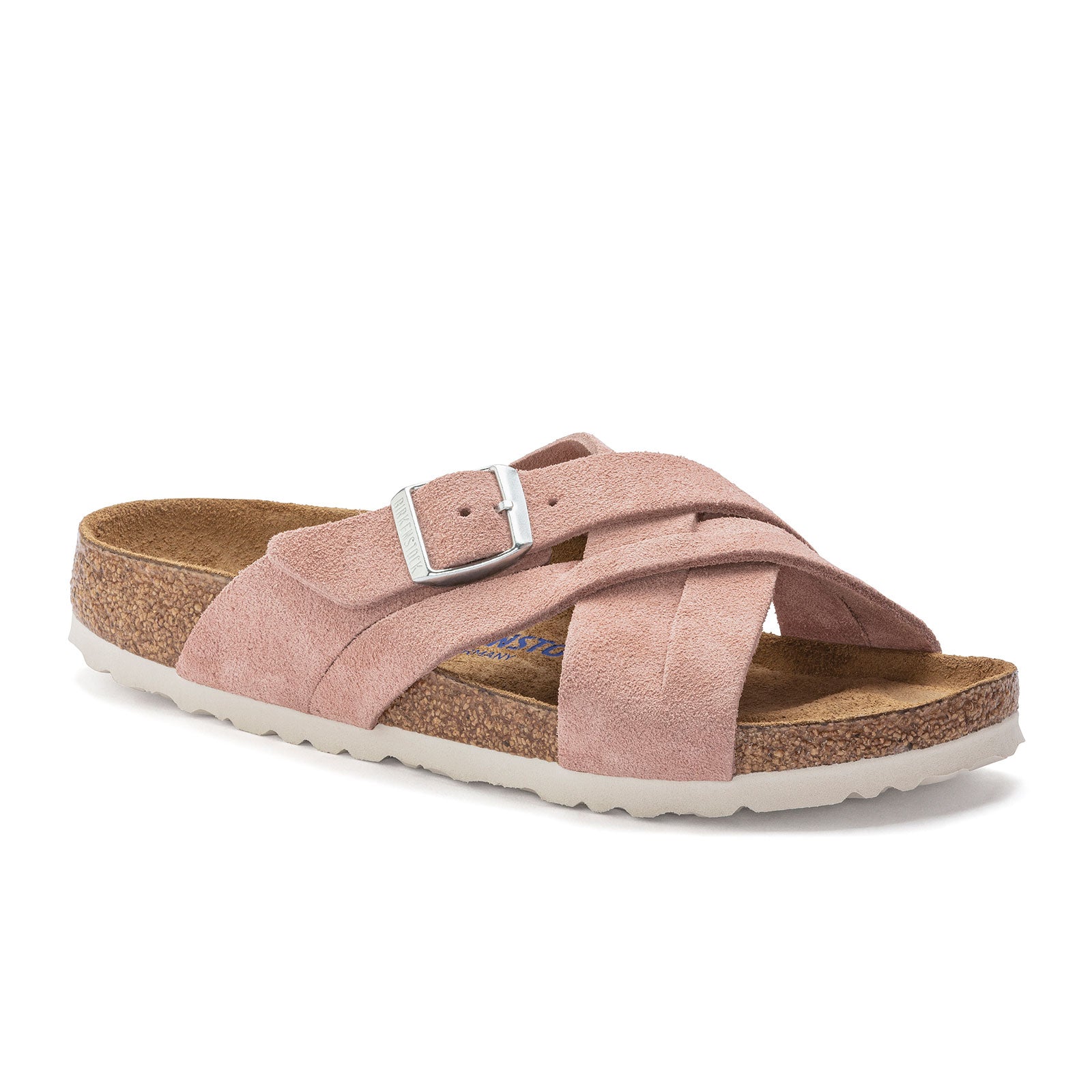 Birkenstock Lugano Soft Footbed Narrow Slide Sandals for Women - Pink Clay Suede | Comfortable Summer Sandals for Beach, Pool & Casual Wear