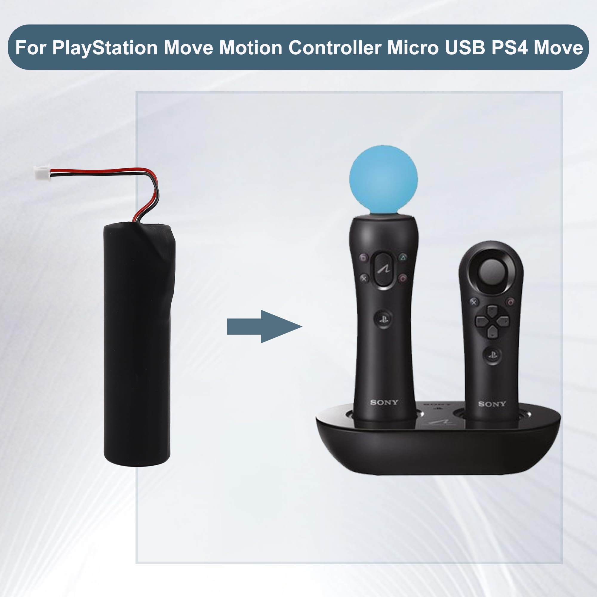 LIS1651 Replacement Battery for PlayStation Move Motion Controller - Micro USB Charging Compatible with PS4 Move - Perfect for Gaming, VR & Motion Control