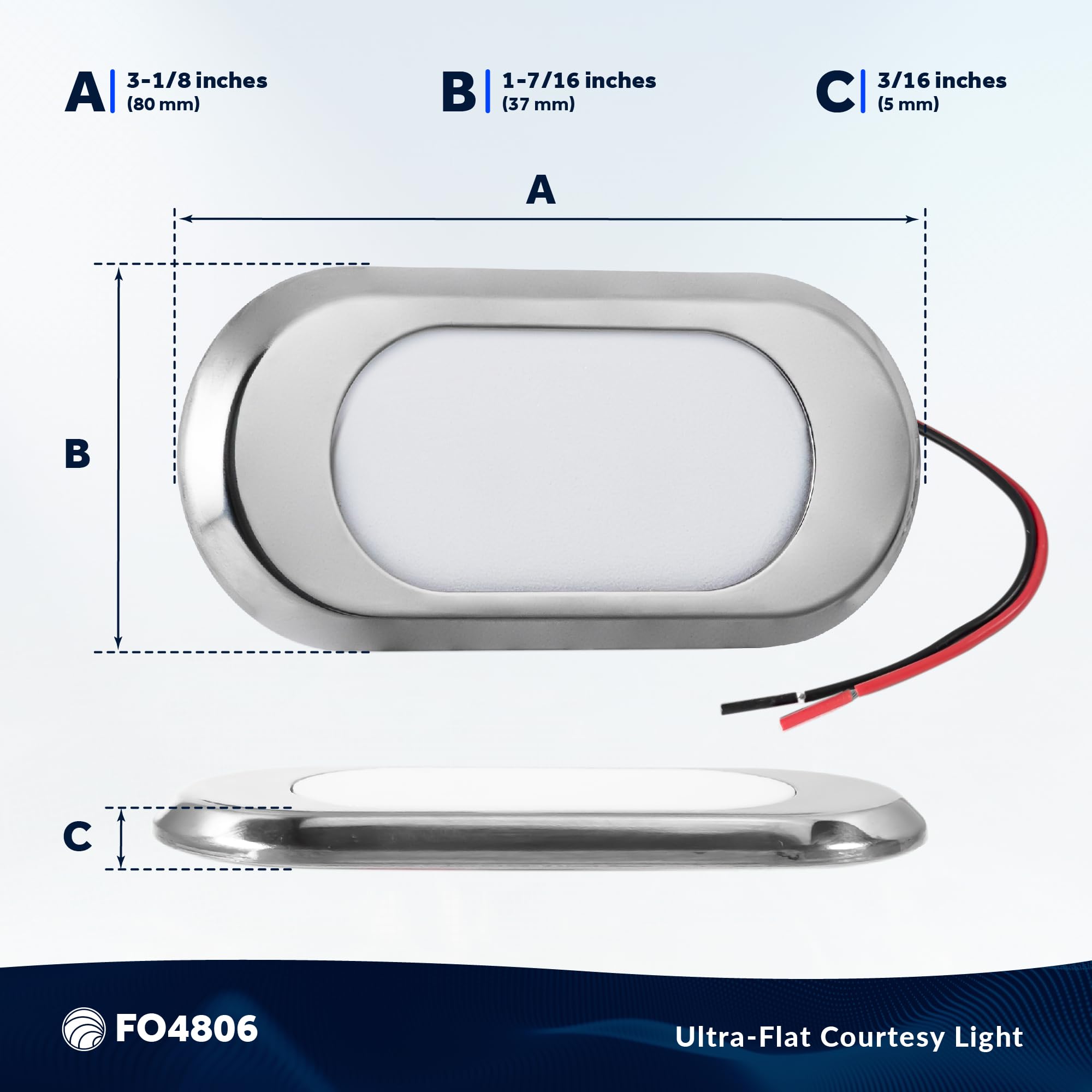Five Oceans Ultra-Flat LED Boat Courtesy Lights - Warm White 12V Marine Interior Lighting (3-1/8
