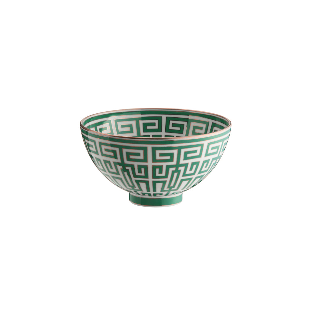 Gio Ponti Emerald Green Labyrinth Bowl - Handcrafted Italian Ceramic Fruit Serving Dish for Dining Table Decor & Gift