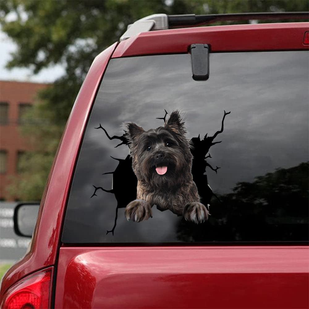 Cute Cairn Terrier Dog Crack Car Sticker - Vinyl Decal for Car Window, Bumper & Glass - Perfect Gift for Dog Lovers & Pet Moms - Fun Car Accessory for Dog Owners & Terrier Fans