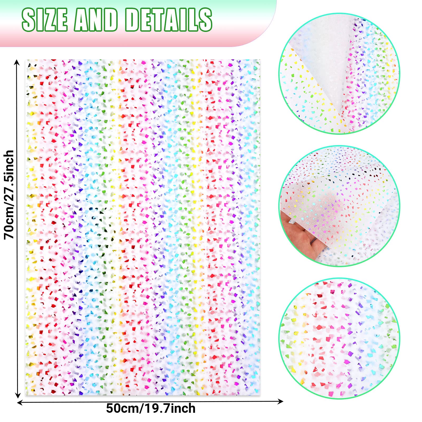 25 Sheets Rainbow Glitter Tissue Paper - 20