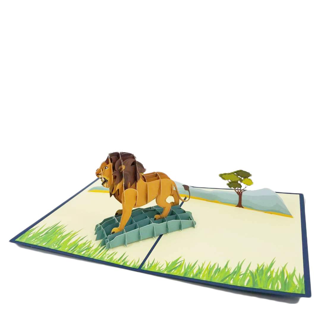 3D Lion Pop Up Birthday Card - Handmade Greeting Card for Son, Daughter, Wife & Friends | Perfect for Animal Lovers & Nature Enthusiasts | Great for Birthdays, Anniversaries & Special Occasions