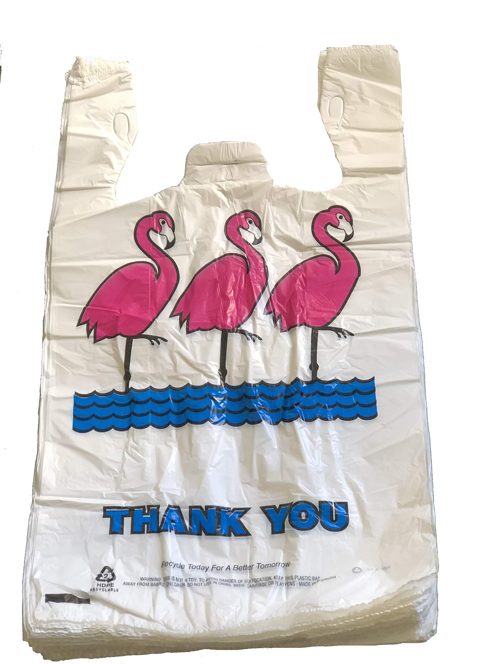 JS Jumbo White Thank You Plastic T-shirt Shopping Bags (18x8x28-14mic) - Extra Large Bulk Bags for Retail Stores, Boutiques & Gift Packaging
