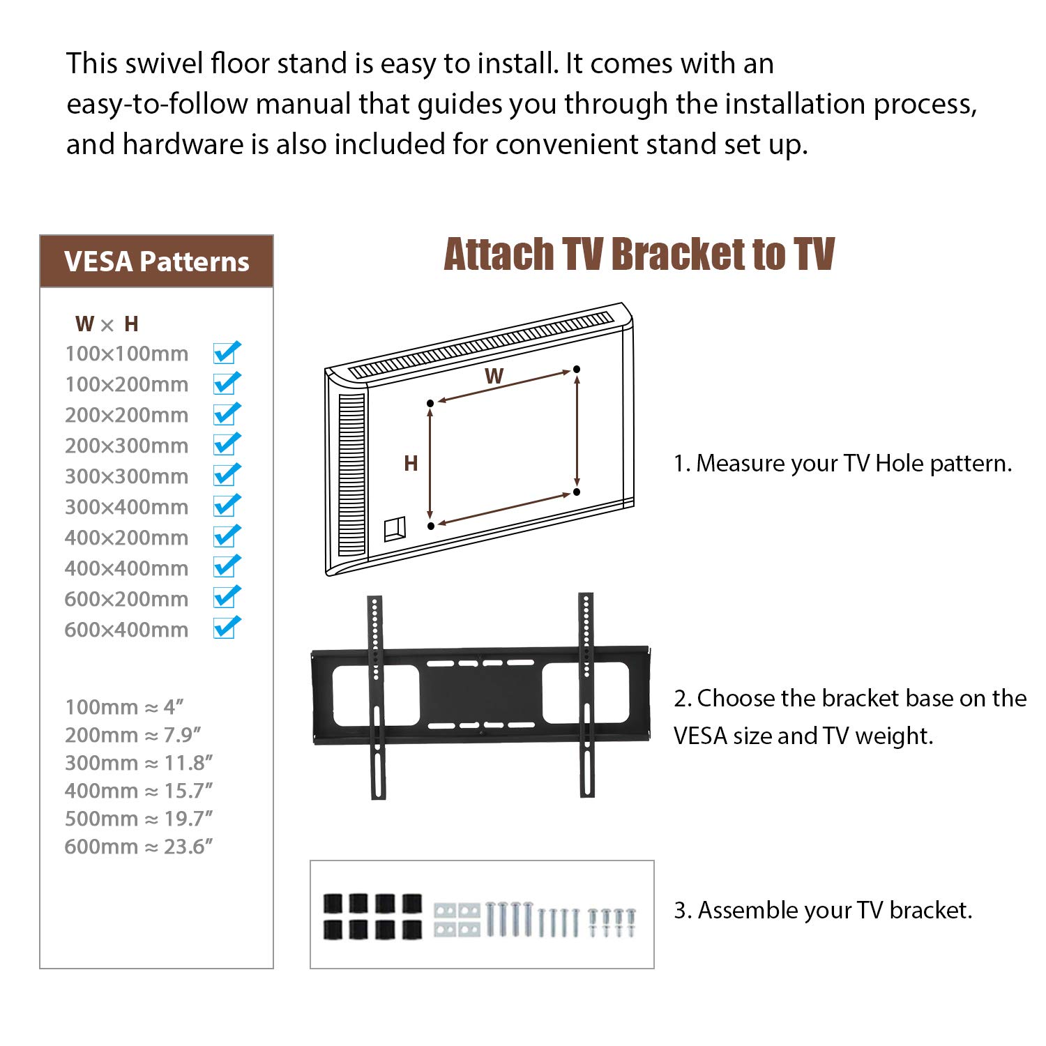 Black Wooden TV Stand with Tempered Glass - Adjustable Height, Universal Swivel Design for Flat Screen TVs - Perfect for Living Room, Bedroom & Home Theater Entertainment Centers